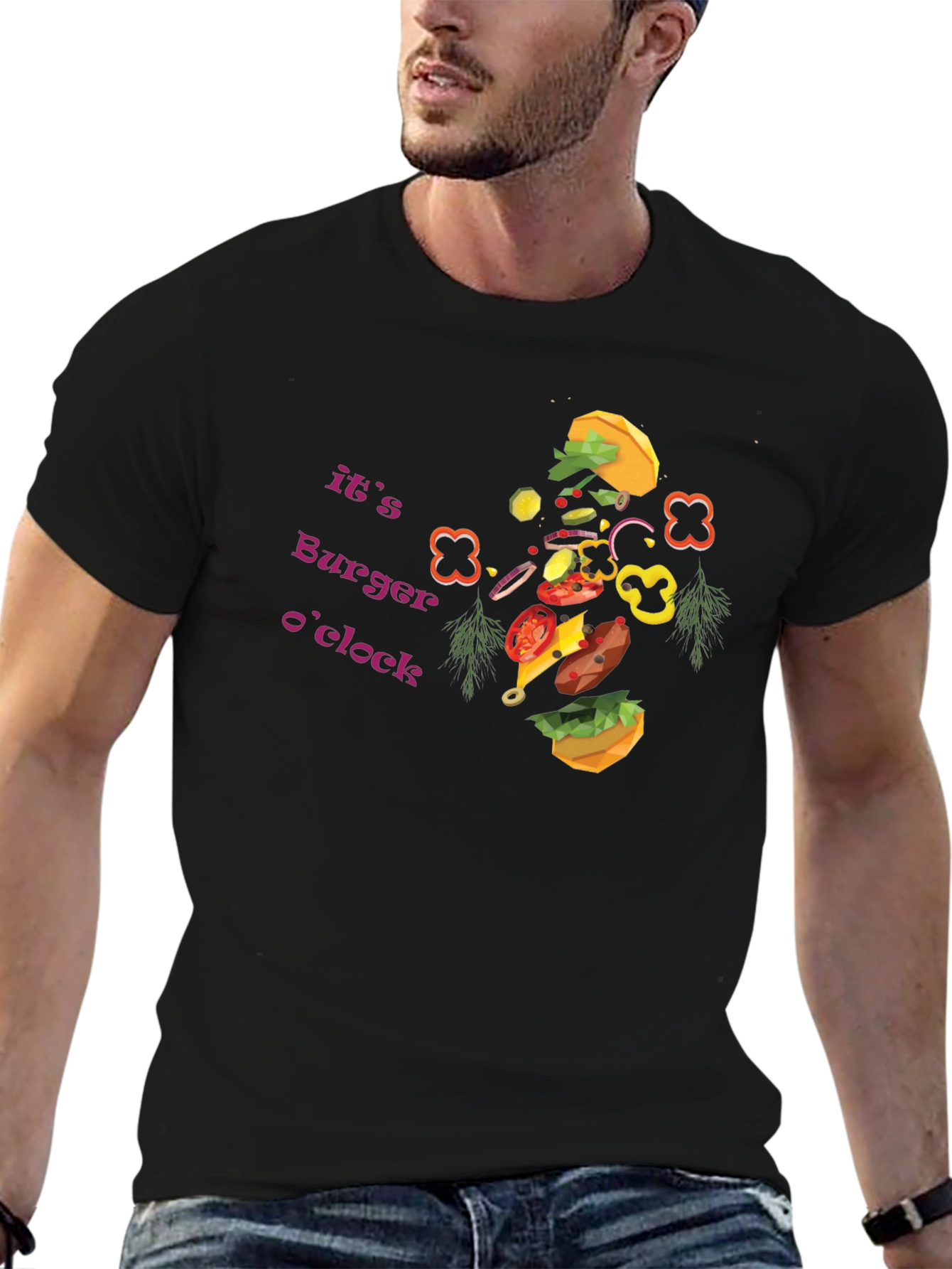 Burger OClock Graphic Tee - Fun Foodie Apparel