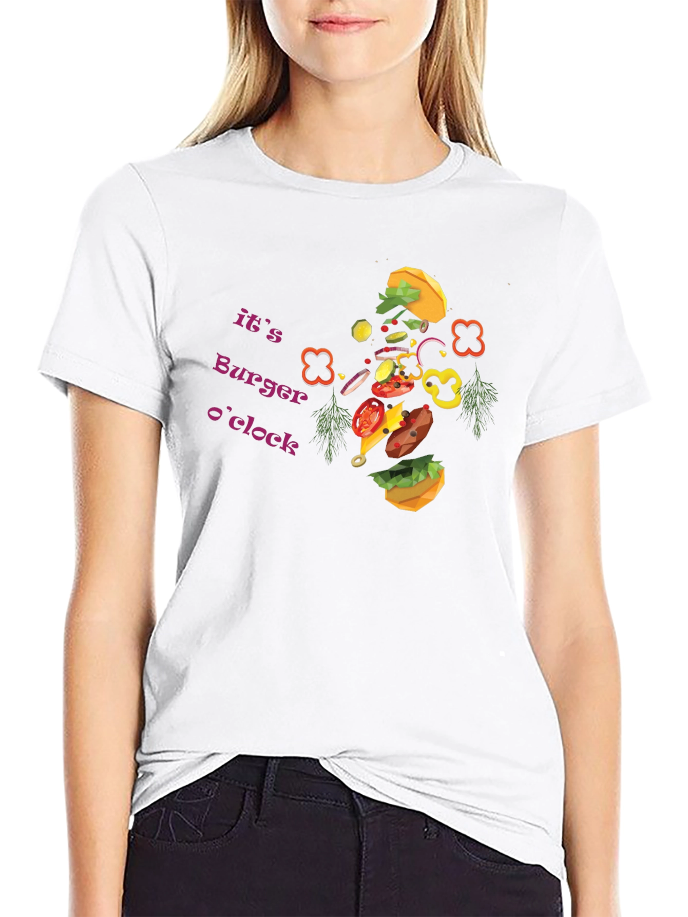 Burger OClock Graphic Tee - Fun Foodie Apparel