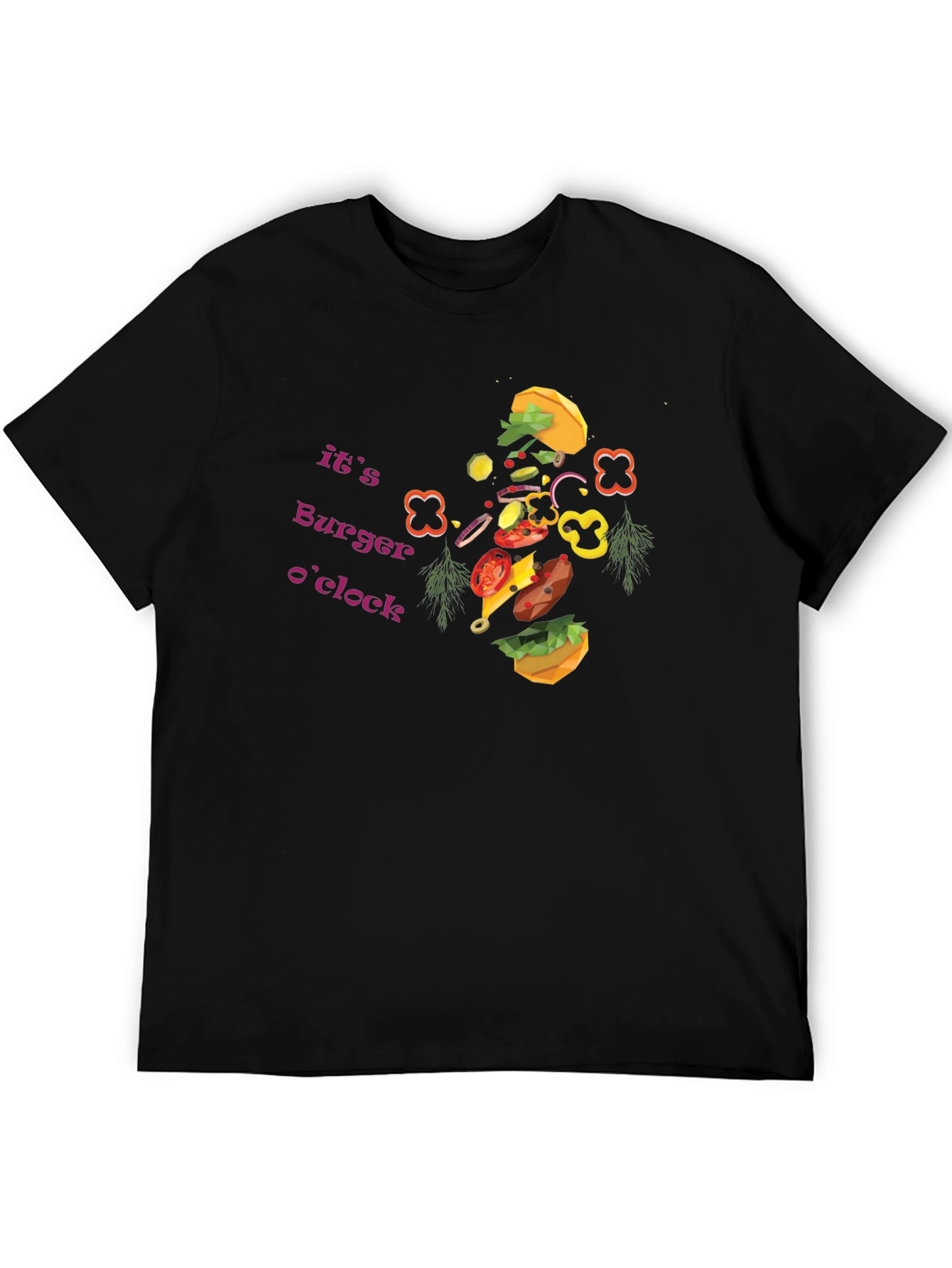 Burger OClock Graphic Tee - Fun Foodie Apparel