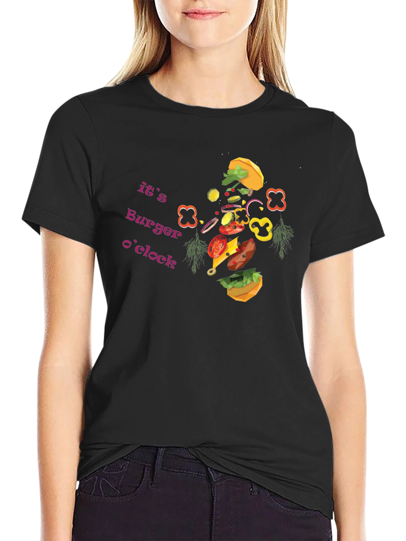 Burger OClock Graphic Tee - Fun Foodie Apparel