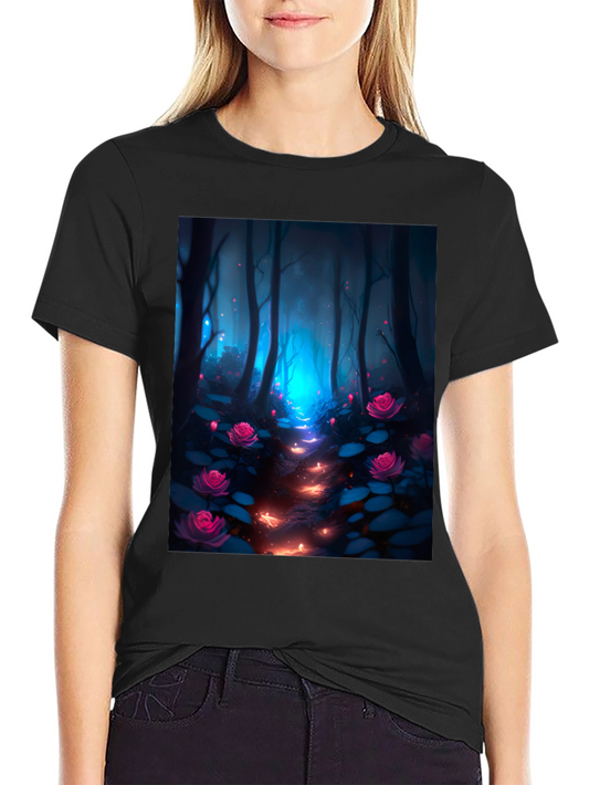 Enchanted Forest Graphic Tee - Black Cotton Blend
