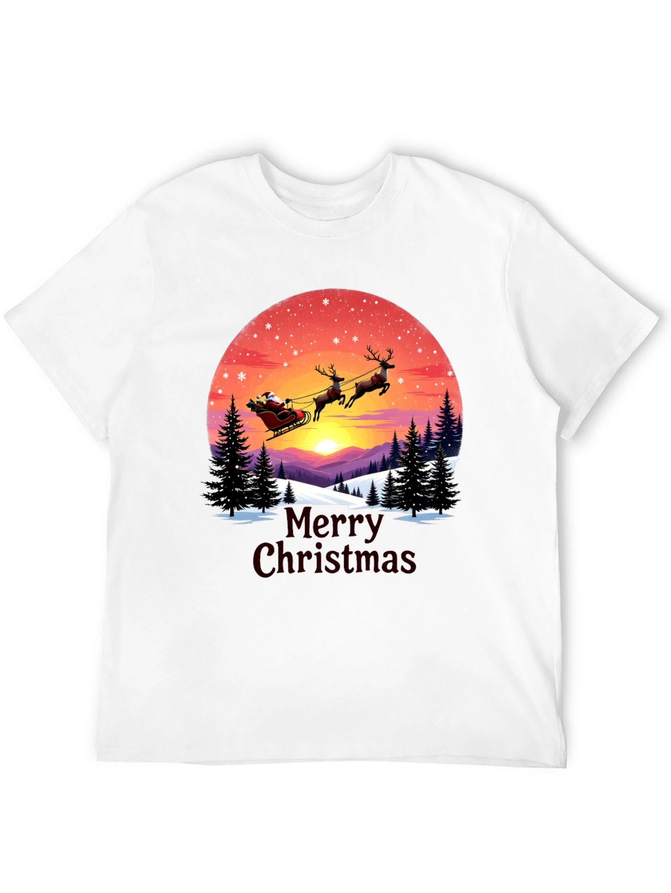 Merry Christmas Santa Sleigh Graphic Tee