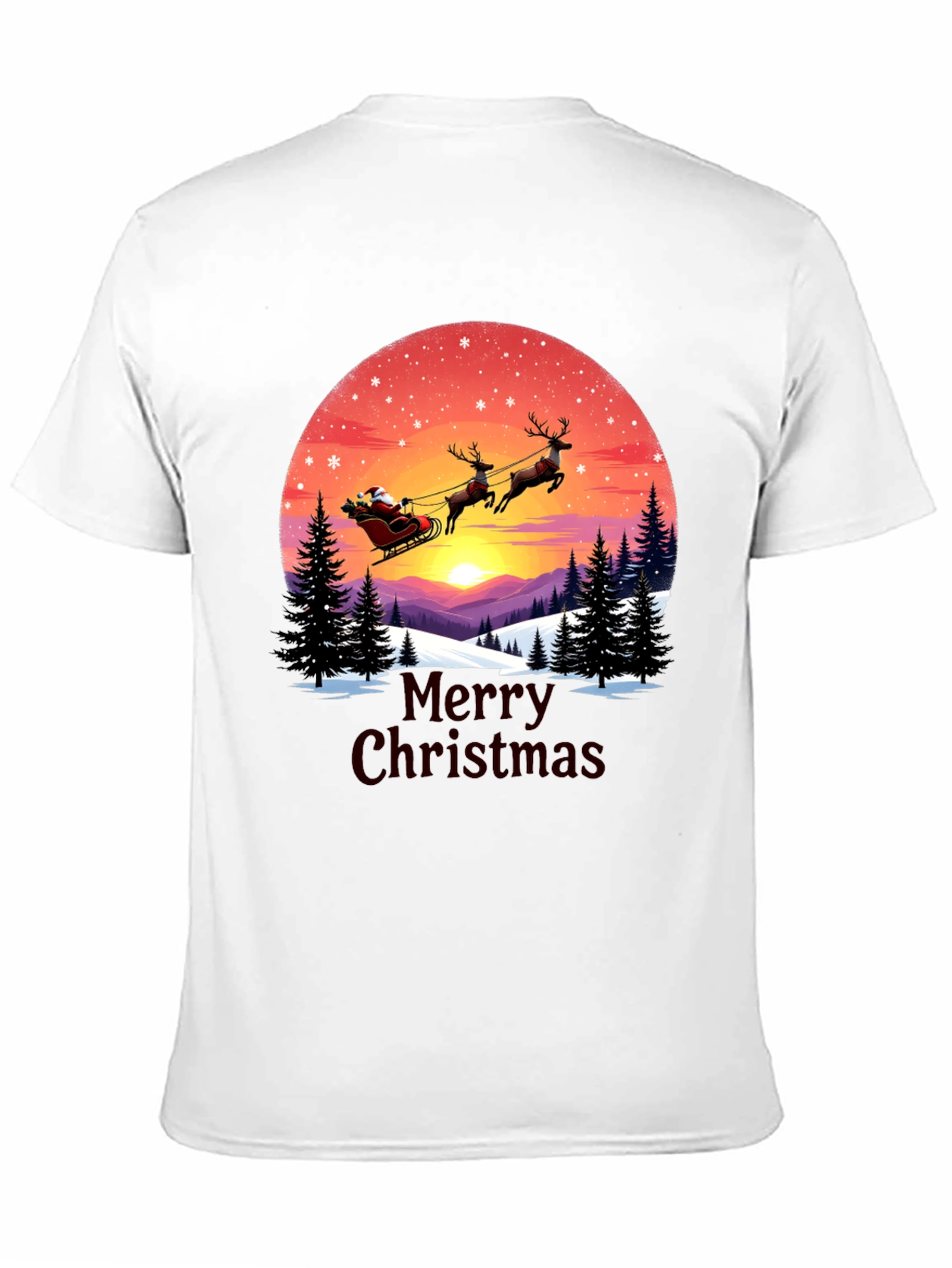 Merry Christmas Santa Sleigh Graphic Tee
