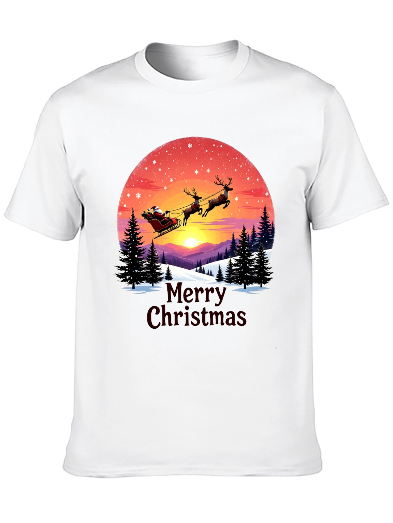 Merry Christmas Santa Sleigh Graphic Tee