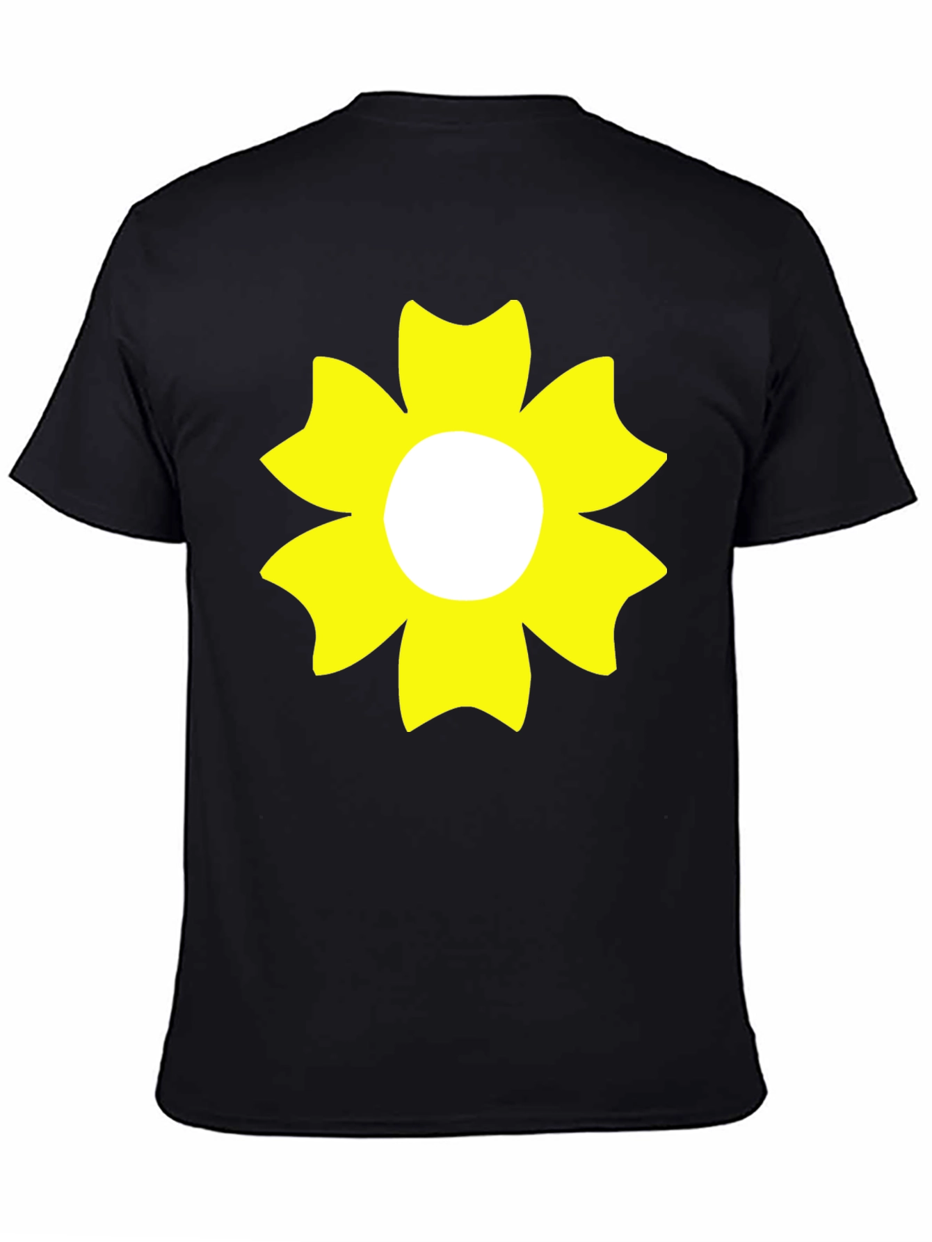 Black T-Shirt with Yellow Flower Design