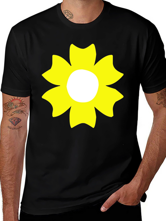Black T-Shirt with Yellow Flower Design