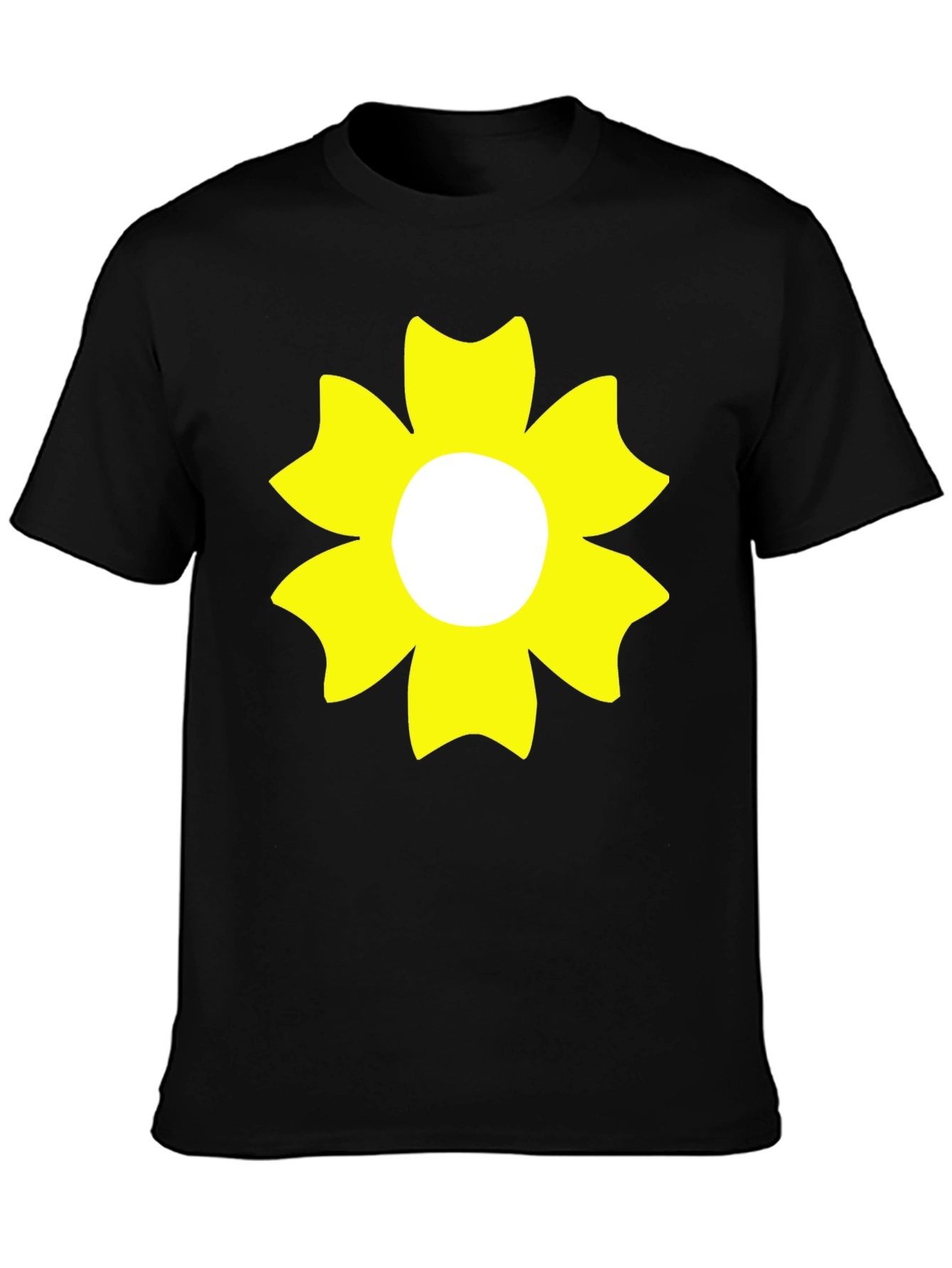 Black T-Shirt with Yellow Flower Design