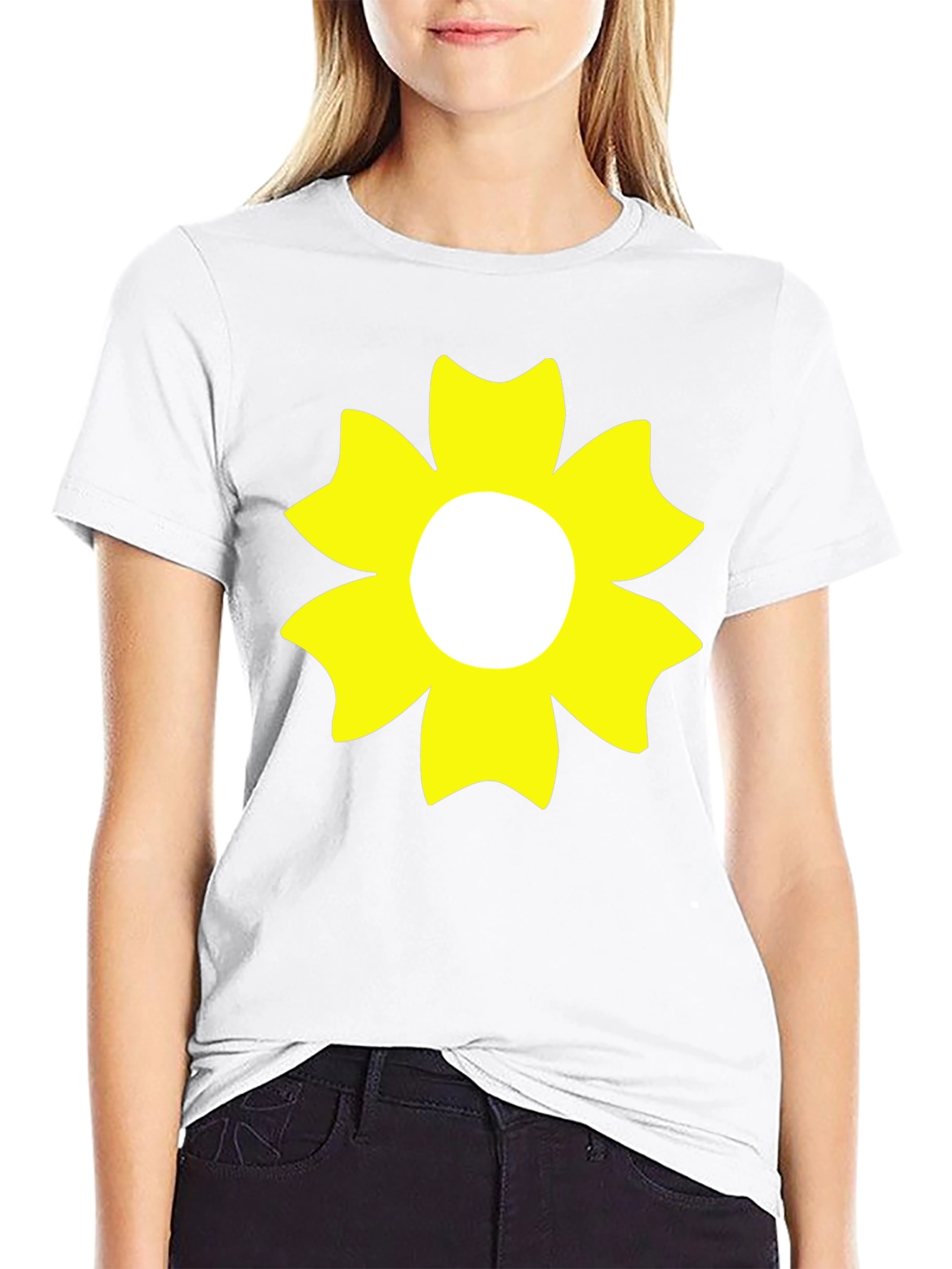 Black T-Shirt with Yellow Flower Design
