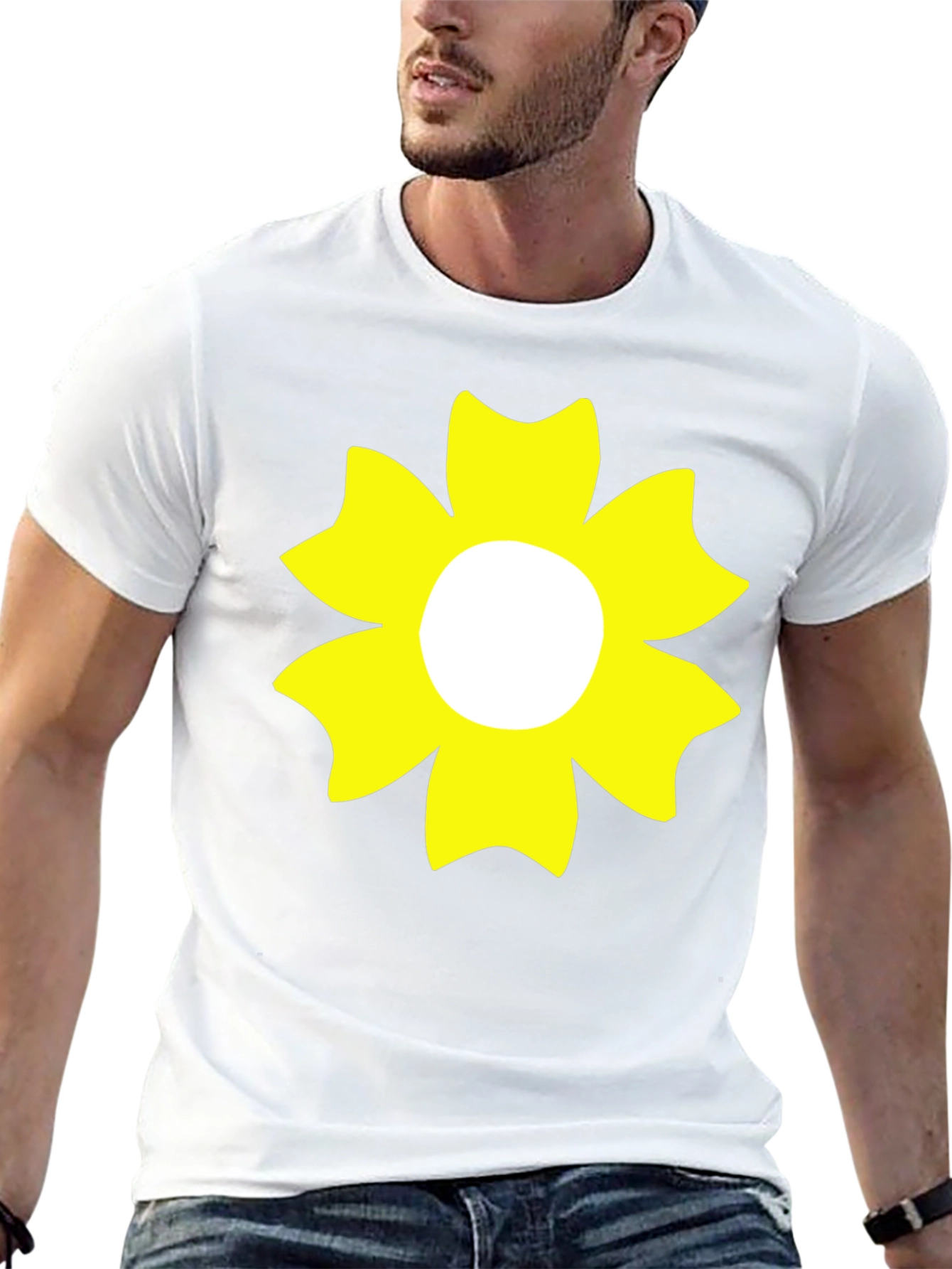Black T-Shirt with Yellow Flower Design