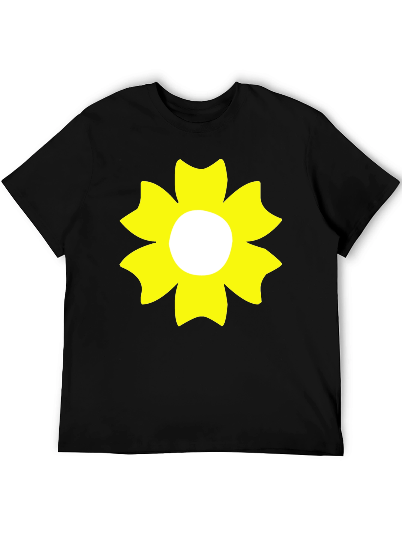 Black T-Shirt with Yellow Flower Design