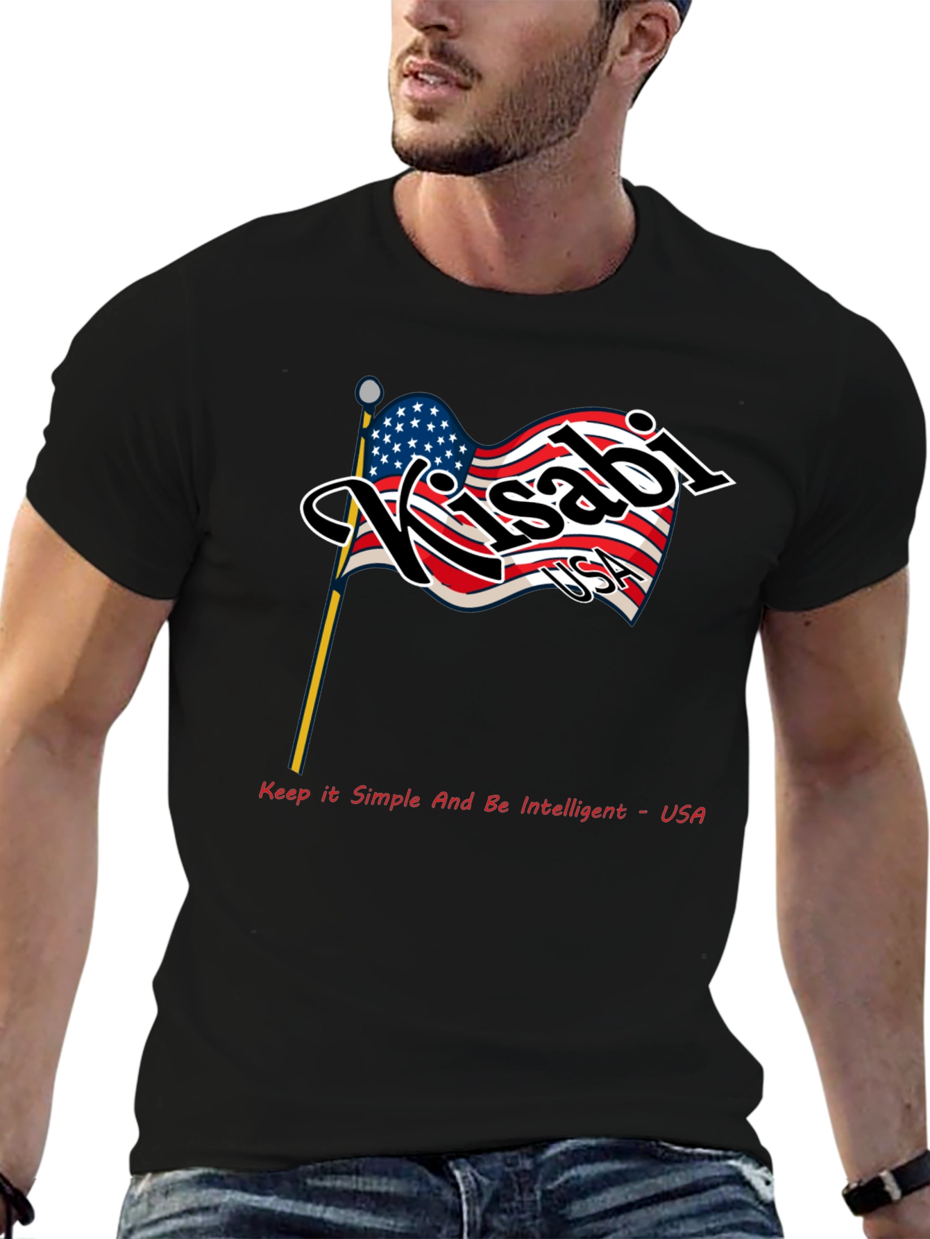 Kisabi USA Flag Graphic T-Shirt