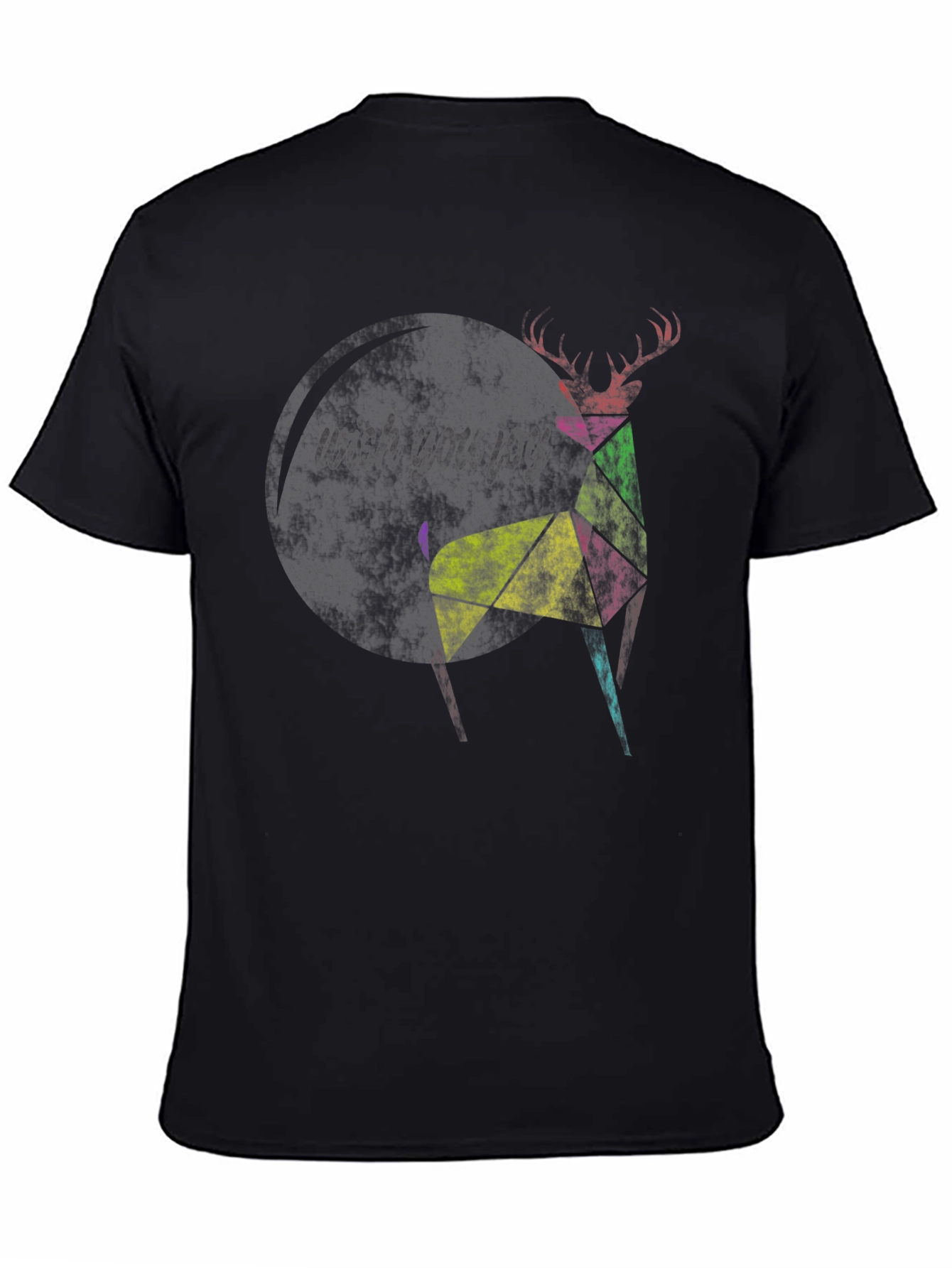 Geometric Deer Graphic Tee - Modern Art Design
