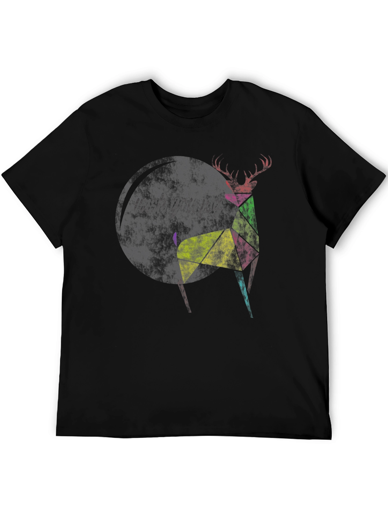 Geometric Deer Graphic Tee - Modern Art Design