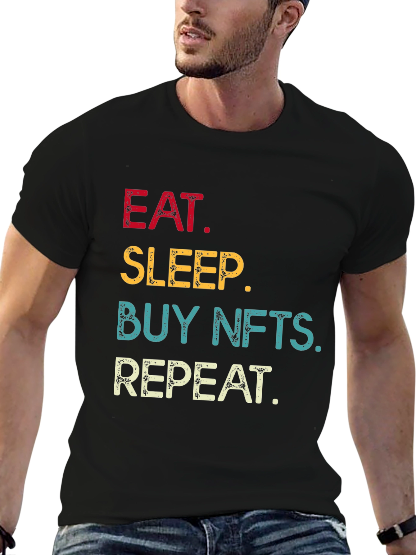 Eat Sleep Buy NFTs Repeat Graphic Tee