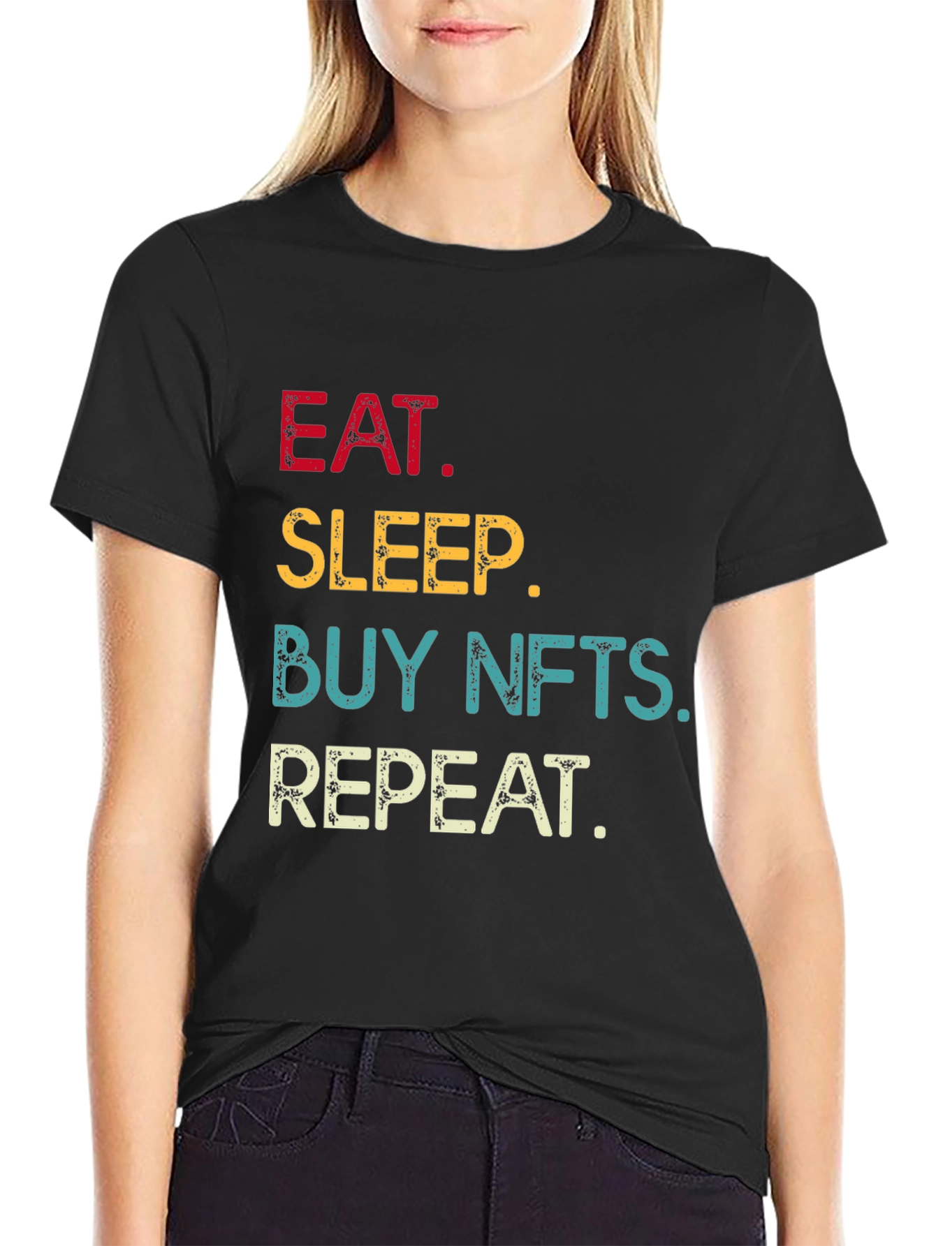 Eat Sleep Buy NFTs Repeat Graphic Tee