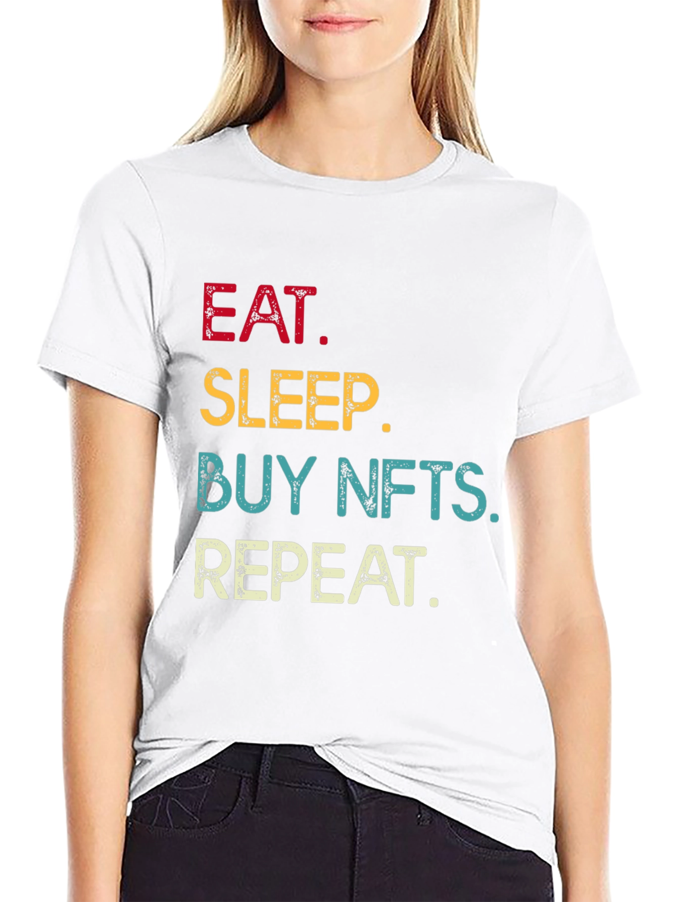 Eat Sleep Buy NFTs Repeat Graphic Tee