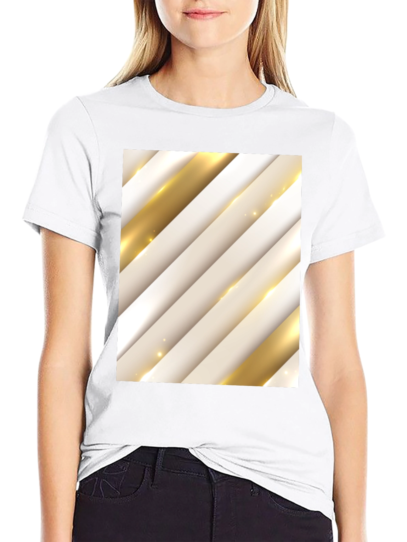 Stylish Abstract Stripe Pattern T-Shirt - Black