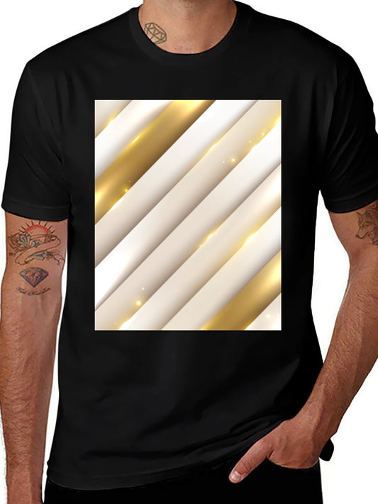 Stylish Abstract Stripe Pattern T-Shirt - Black