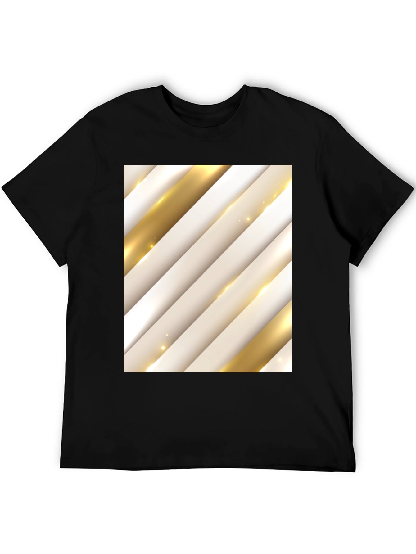 Stylish Abstract Stripe Pattern T-Shirt - Black