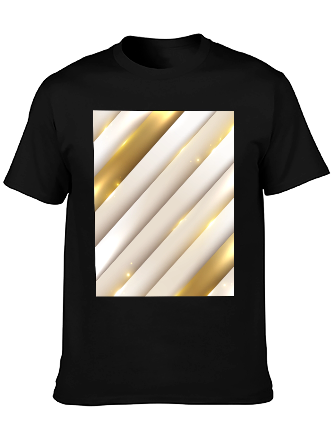 Stylish Abstract Stripe Pattern T-Shirt - Black