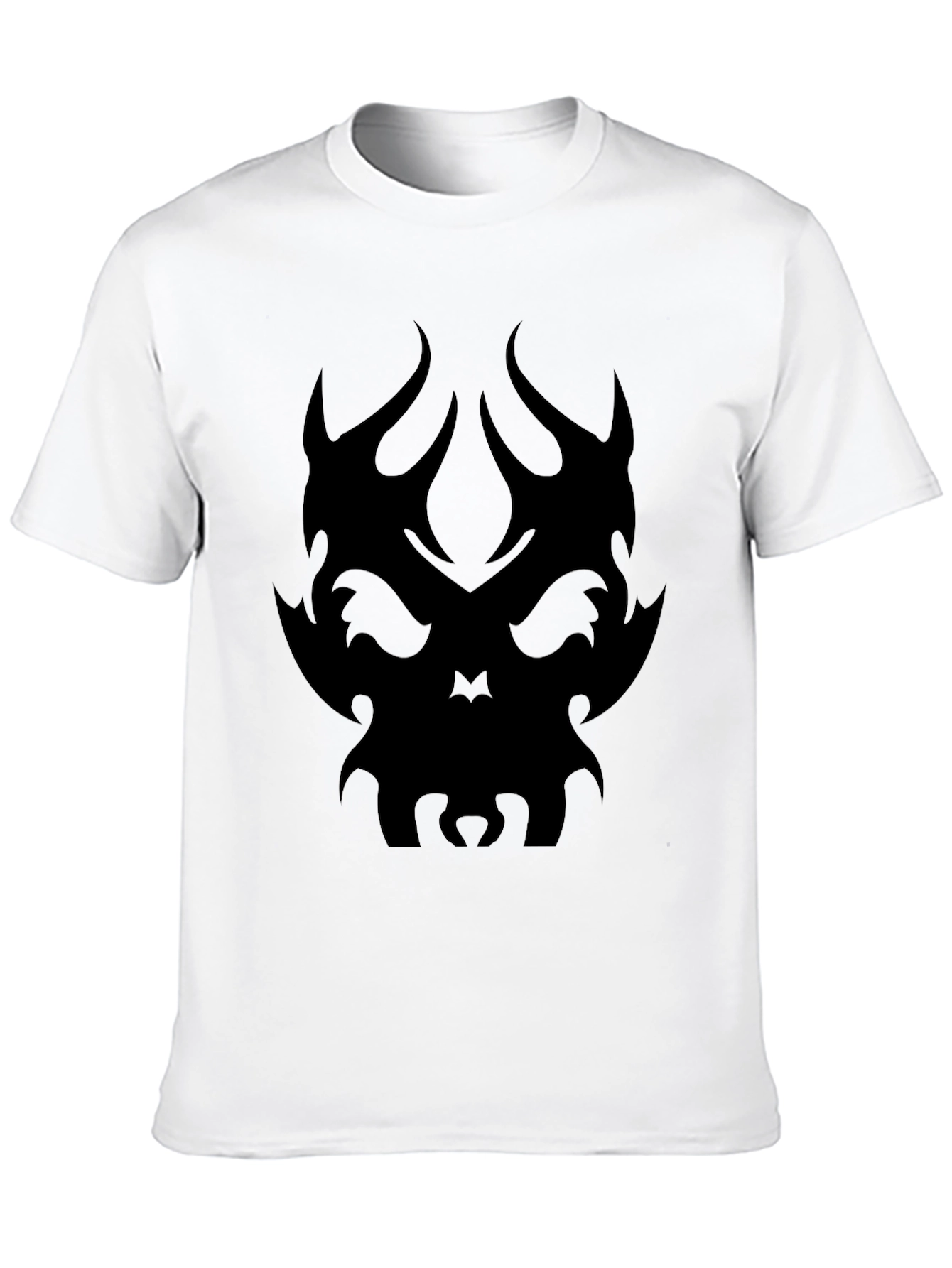 Tribal Skull Graphic Tee - Black Cotton T-Shirt