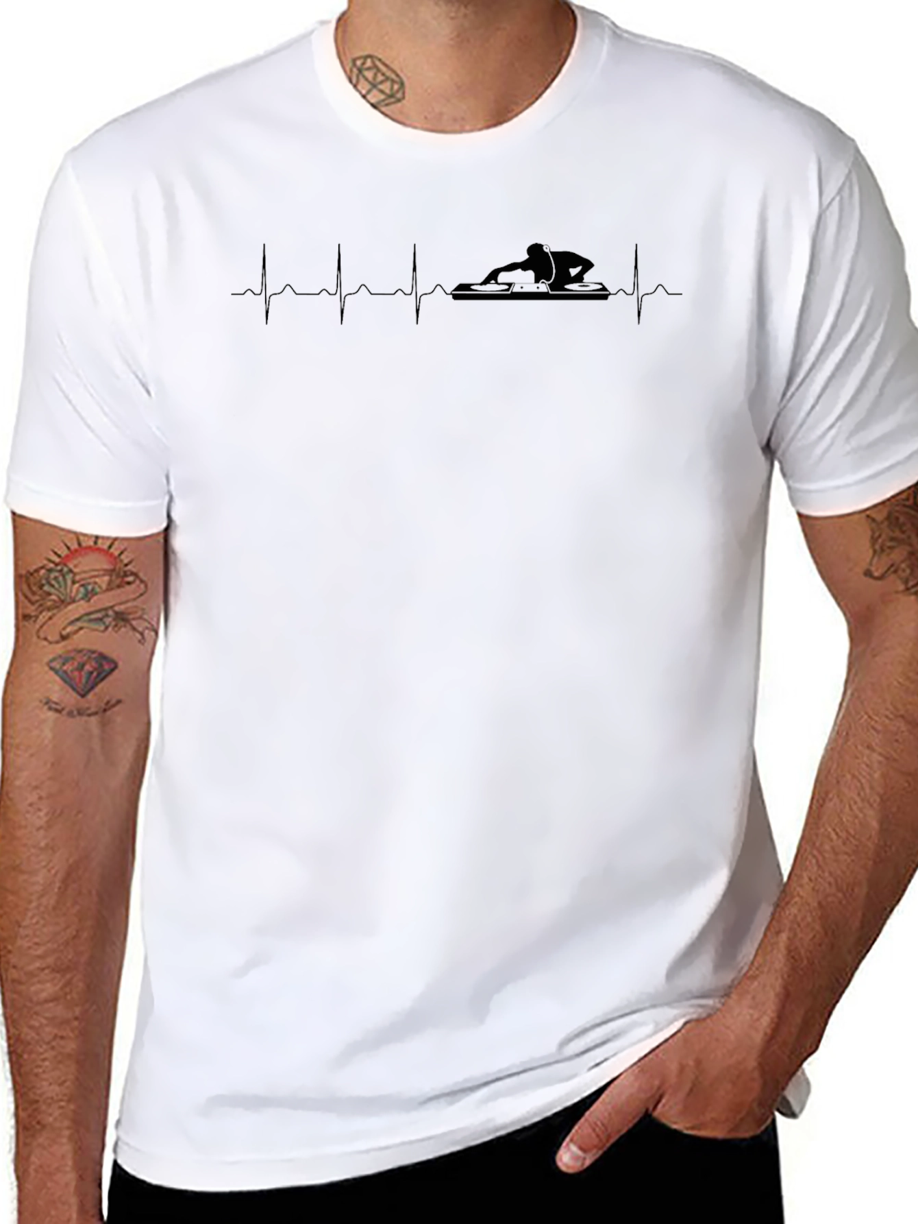 DJ Heartbeat Black Graphic Tee