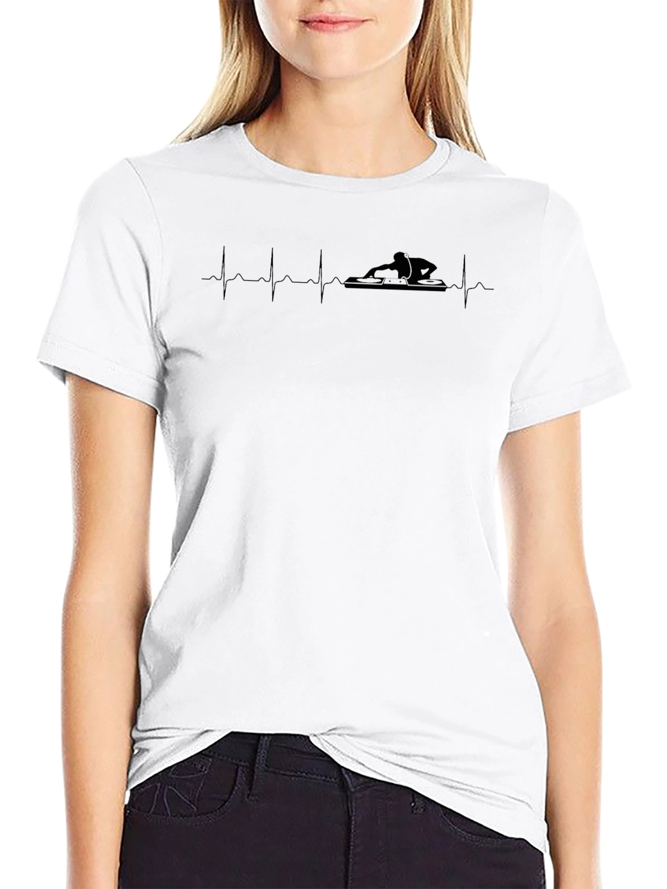 DJ Heartbeat Black Graphic Tee