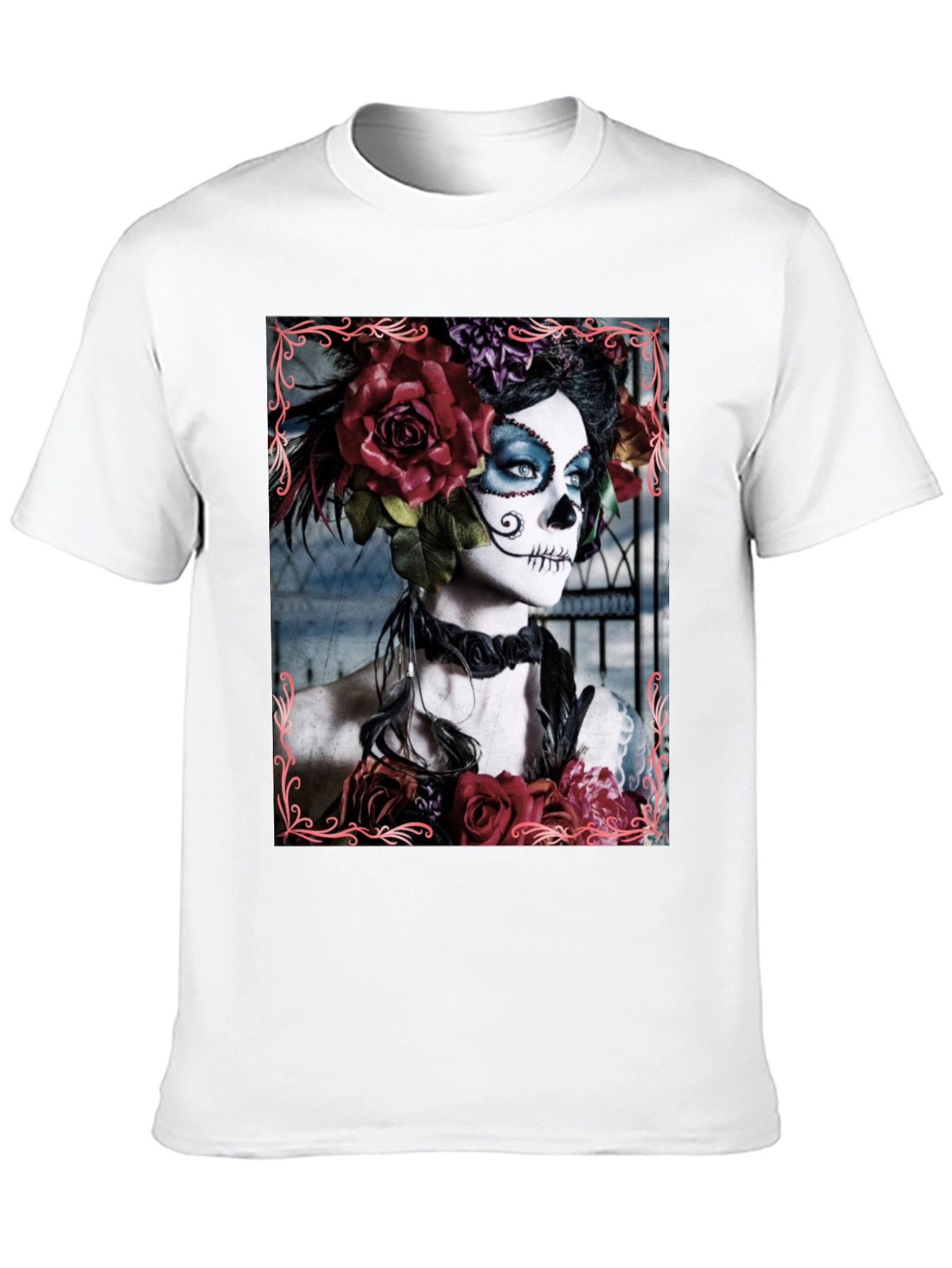 Day of the Dead Sugar Skull Floral T-Shirt