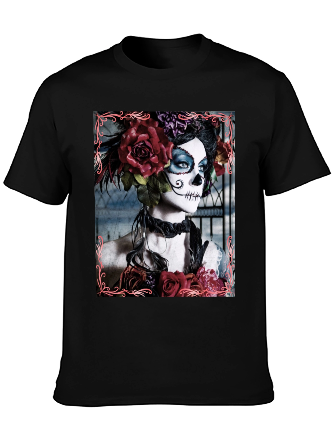 Day of the Dead Sugar Skull Floral T-Shirt