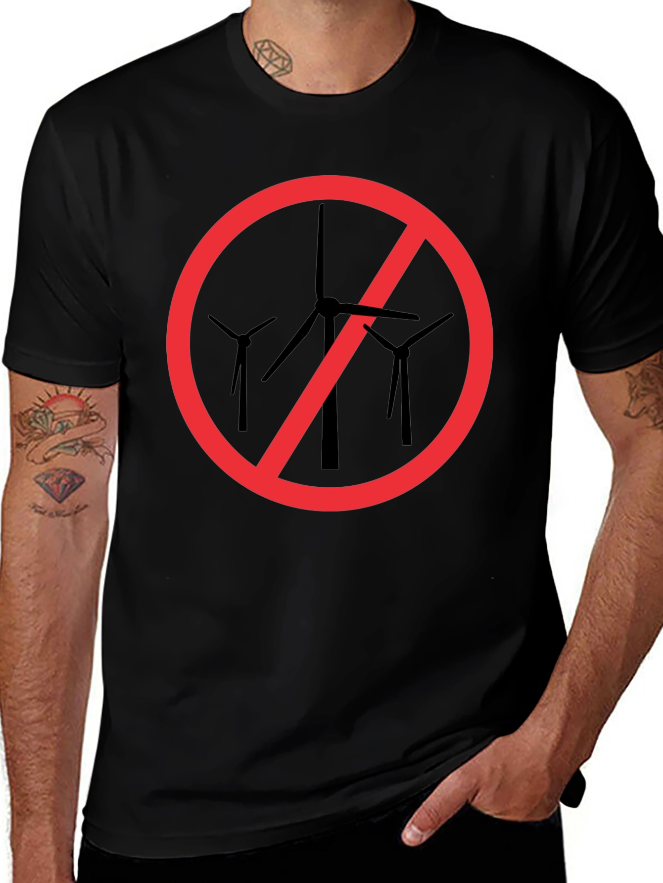 Anti-Wind Turbine Black T-Shirt