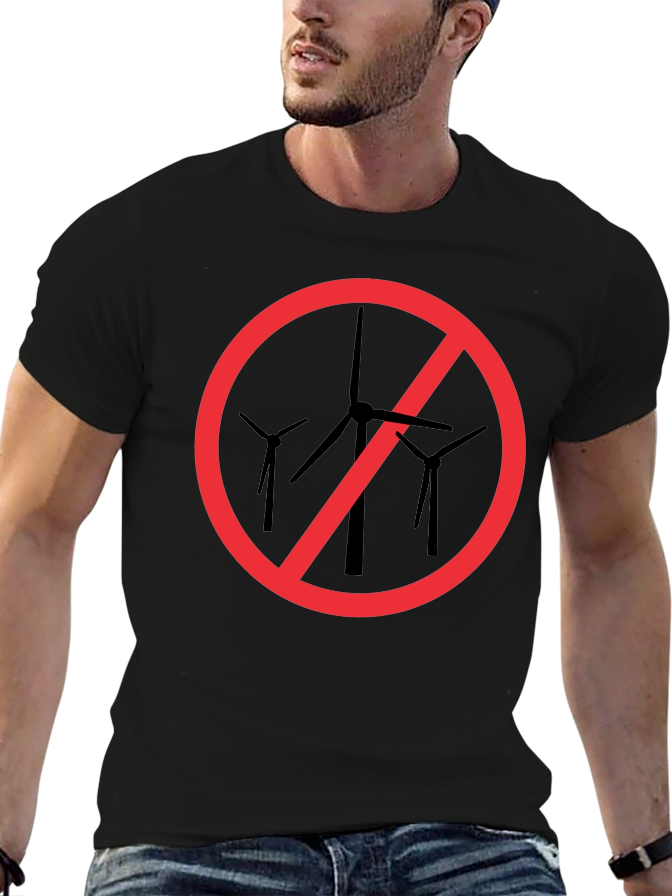 Anti-Wind Turbine Black T-Shirt