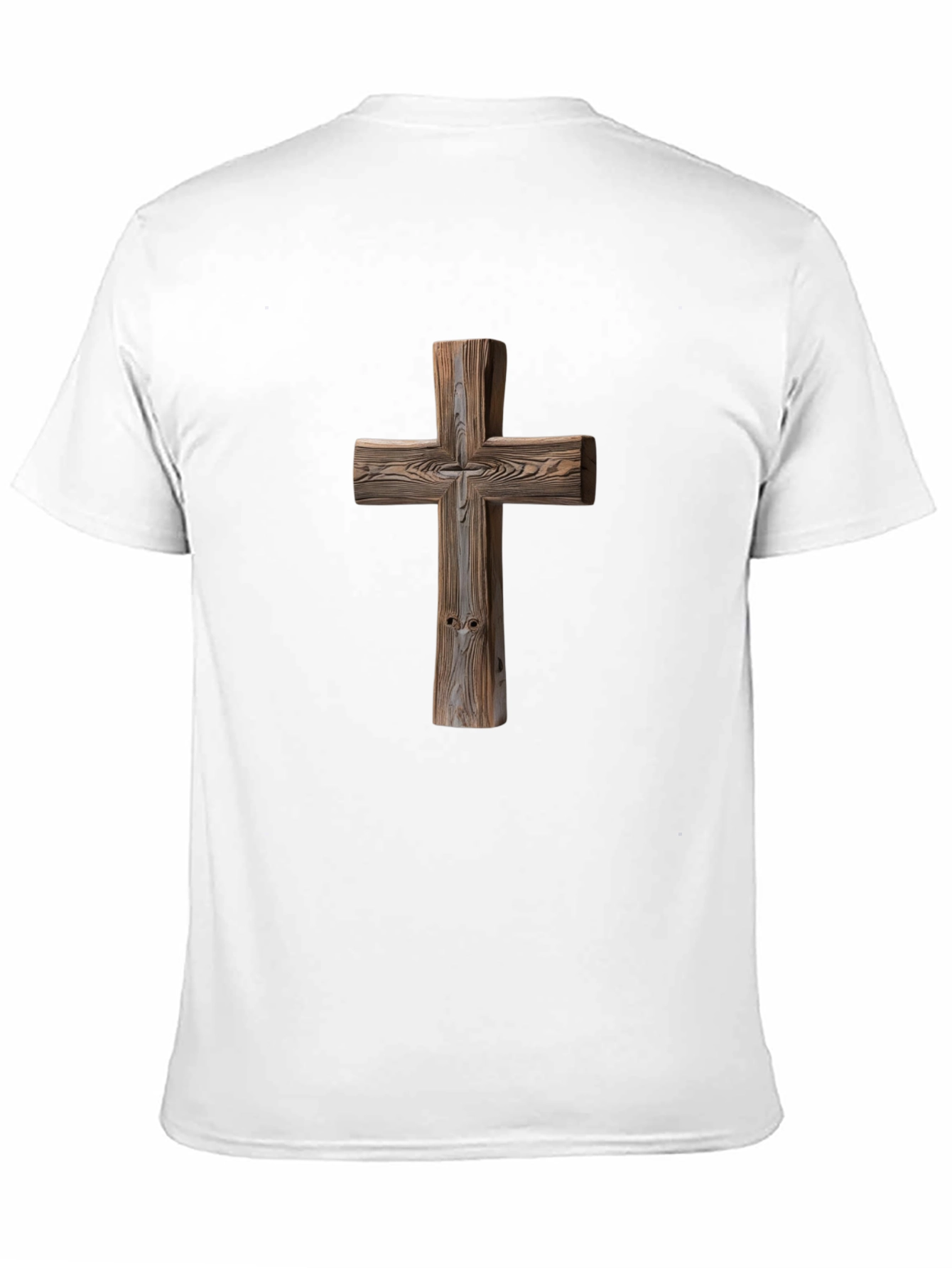 Wooden Cross Graphic Tee - Faith Inspired Shirt