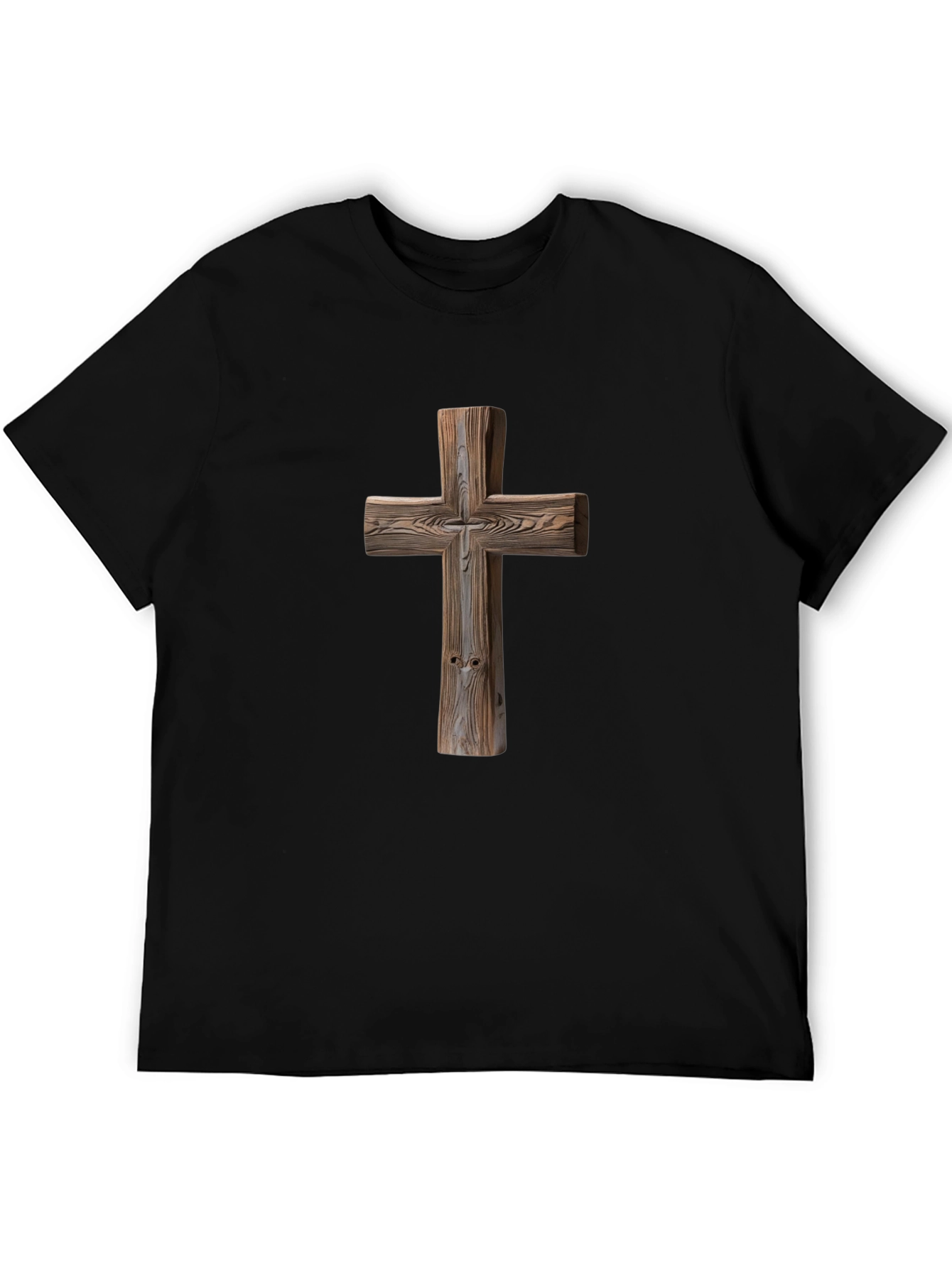 Wooden Cross Graphic Tee - Faith Inspired Shirt