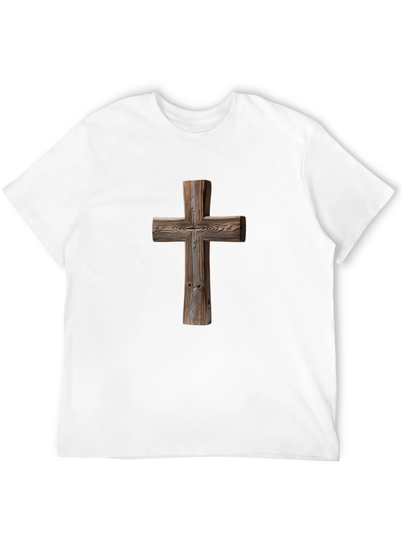 Wooden Cross Graphic Tee - Faith Inspired Shirt