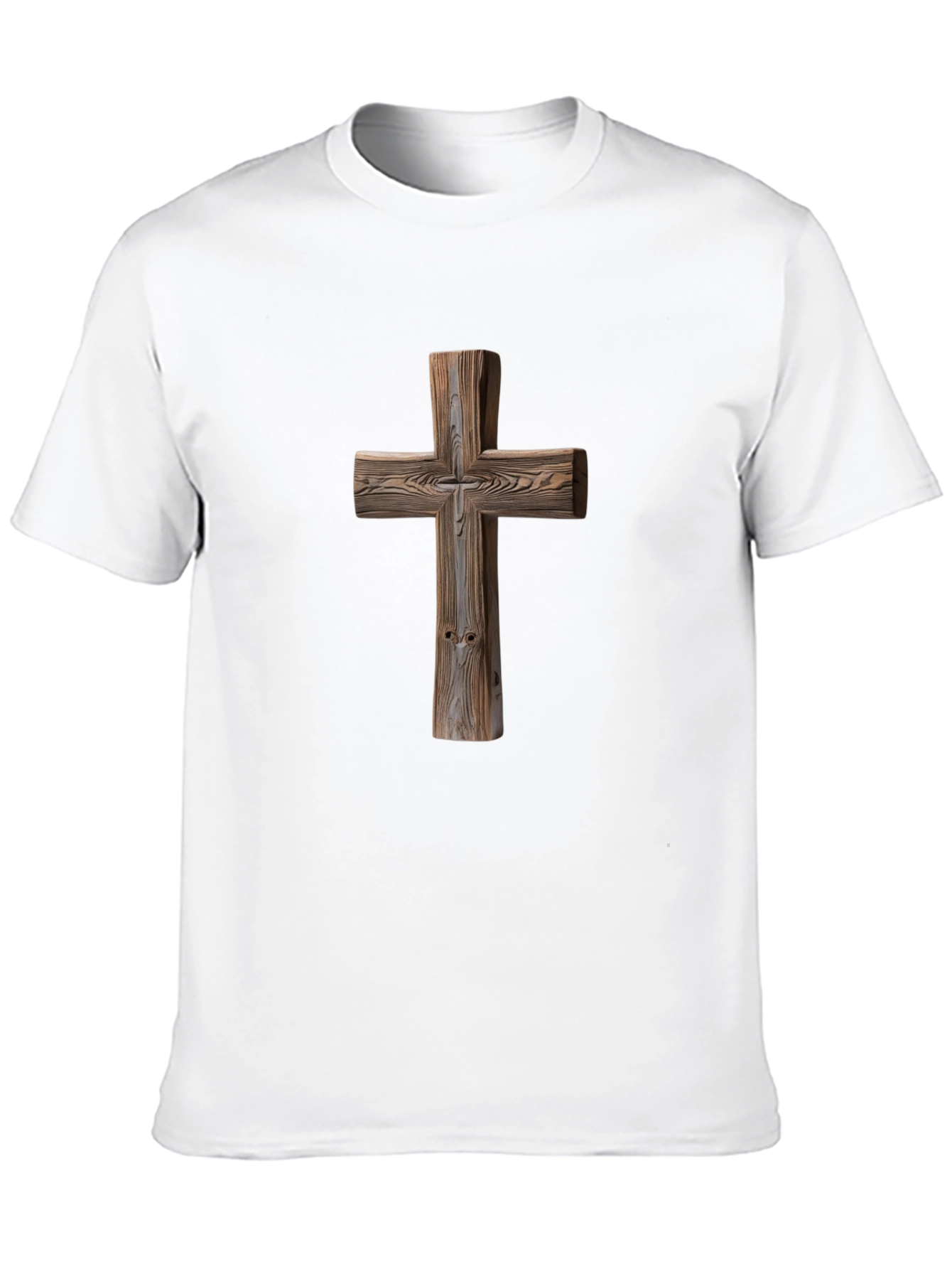 Wooden Cross Graphic Tee - Faith Inspired Shirt