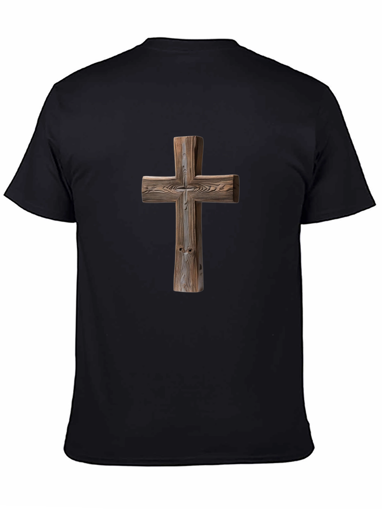 Wooden Cross Graphic Tee - Faith Inspired Shirt