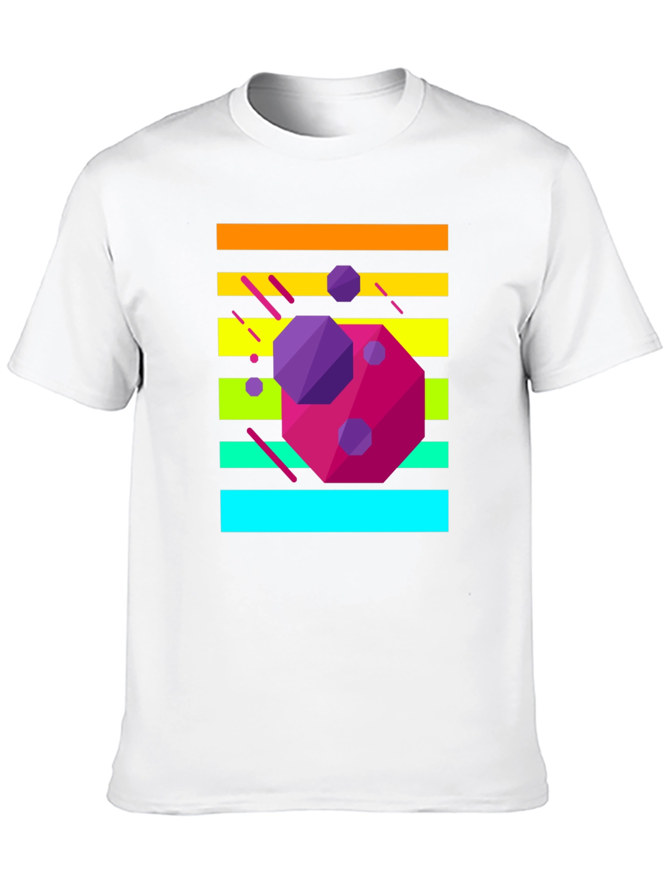 Retro Geometric Graphic Tee - Black