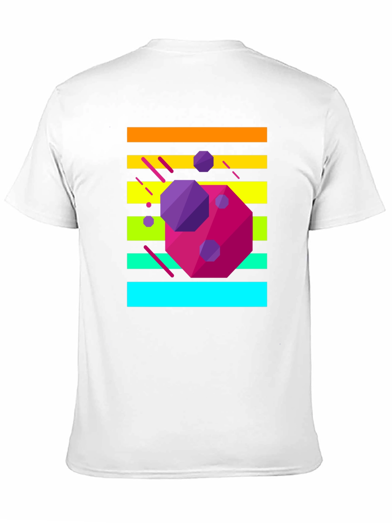 Retro Geometric Graphic Tee - Black