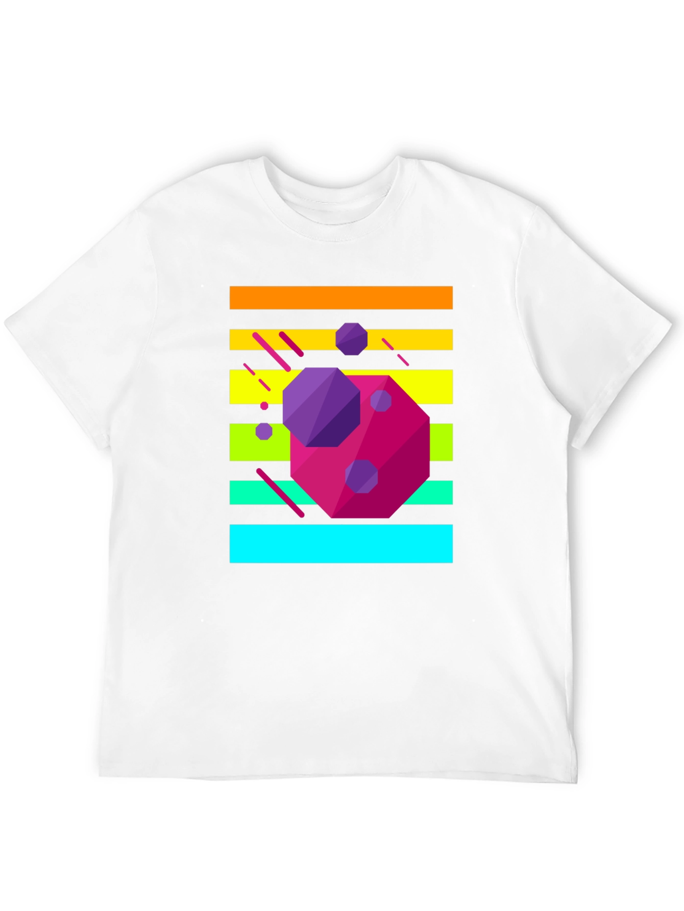 Retro Geometric Graphic Tee - Black