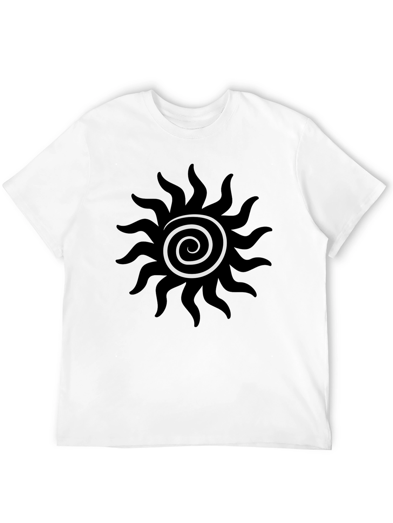 Black Tee with Spiral Sun Graphic
