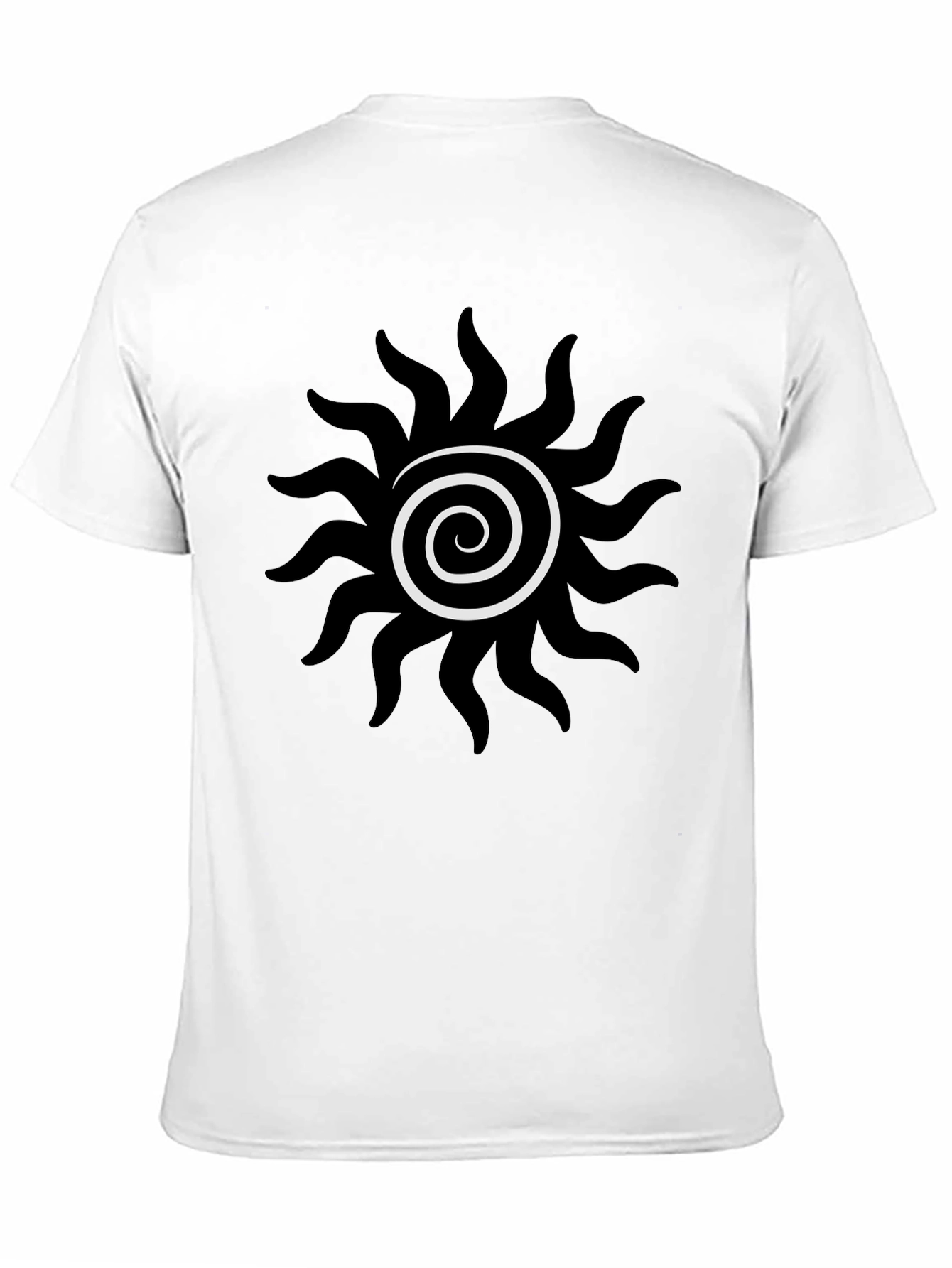Black Tee with Spiral Sun Graphic
