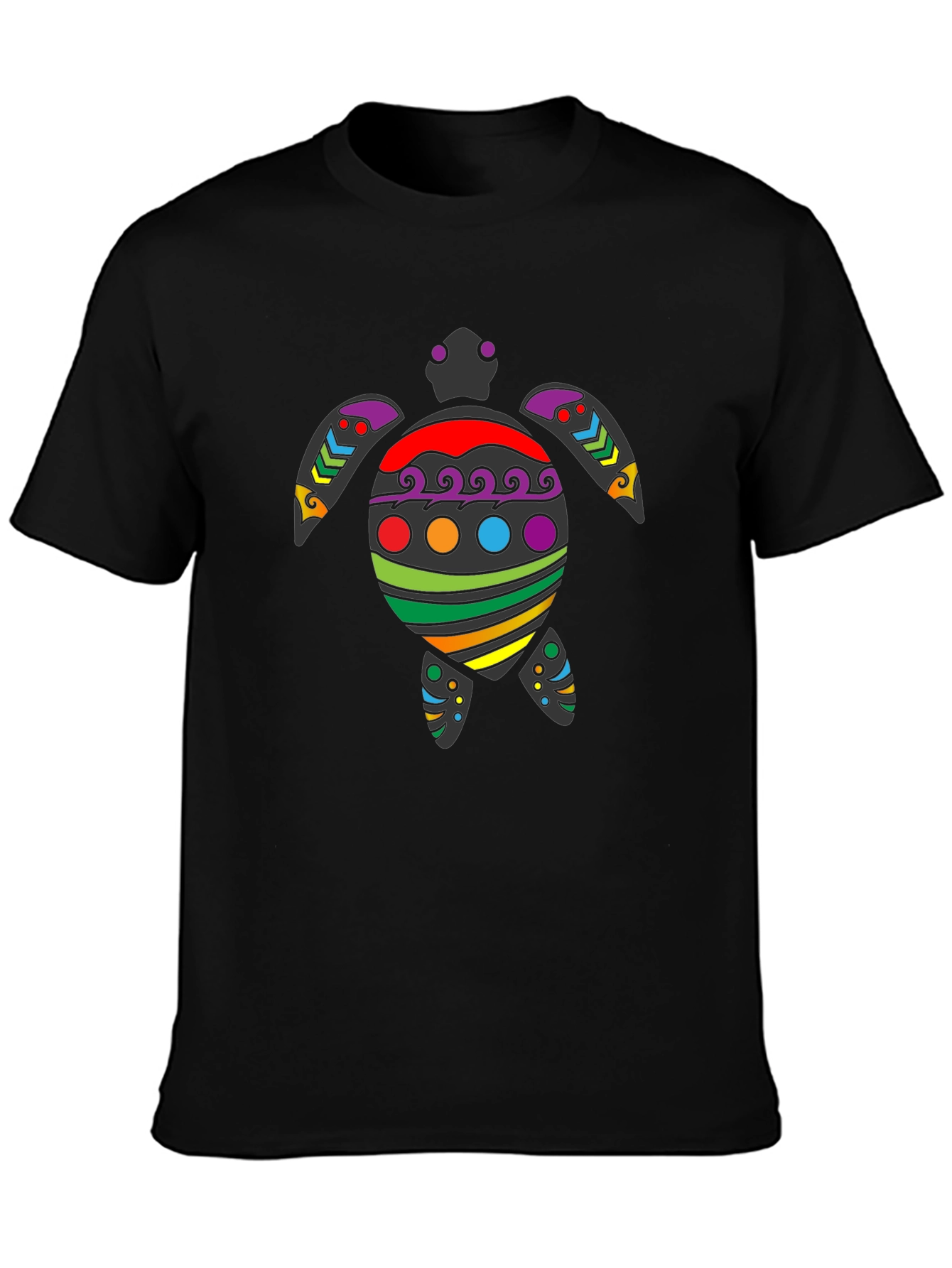 Rainbow Turtle Graphic Tee - Black