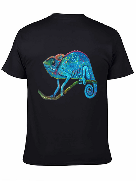 Blue Chameleon Graphic T-Shirt - Unique Reptile Design