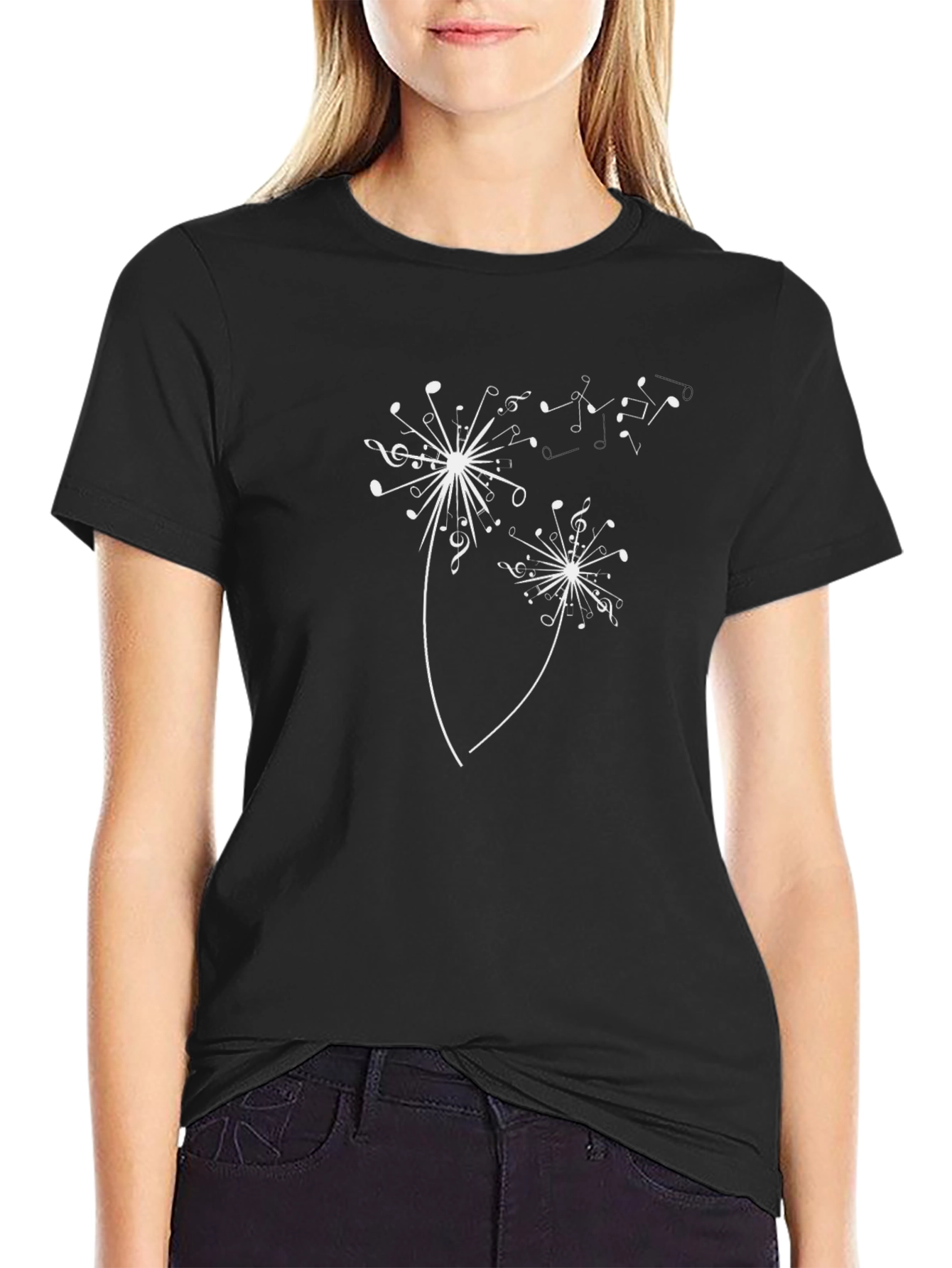 Musical Dandelion Graphic T-Shirt - Black