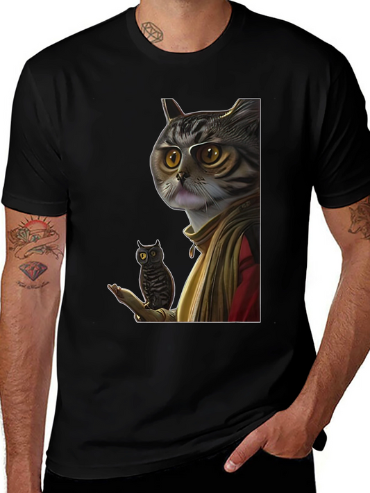 Cat Wizard with Owl Graphic Tee