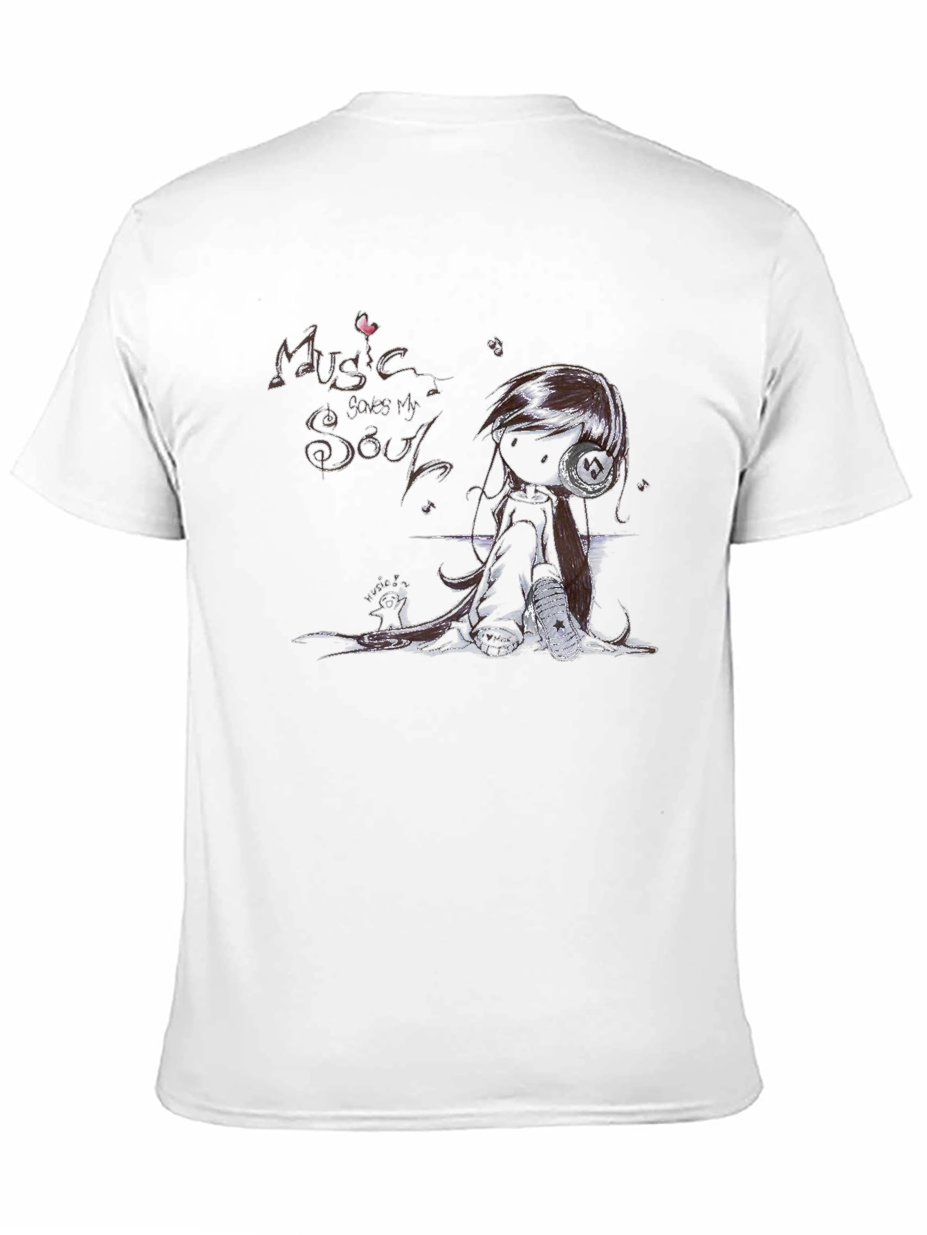 Music Saves My Soul Black Graphic T-Shirt
