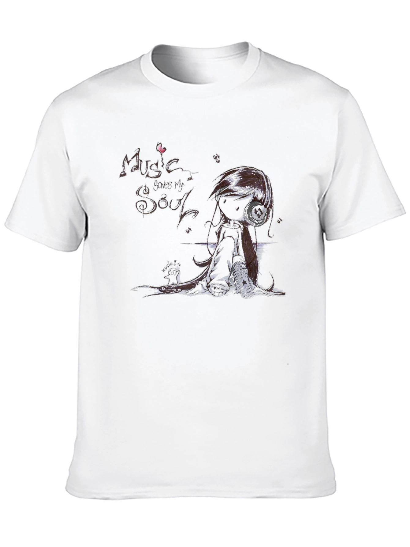 Music Saves My Soul Black Graphic T-Shirt