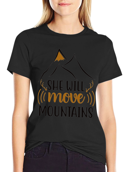 She Will Move Mountains Black Graphic T-Shirt