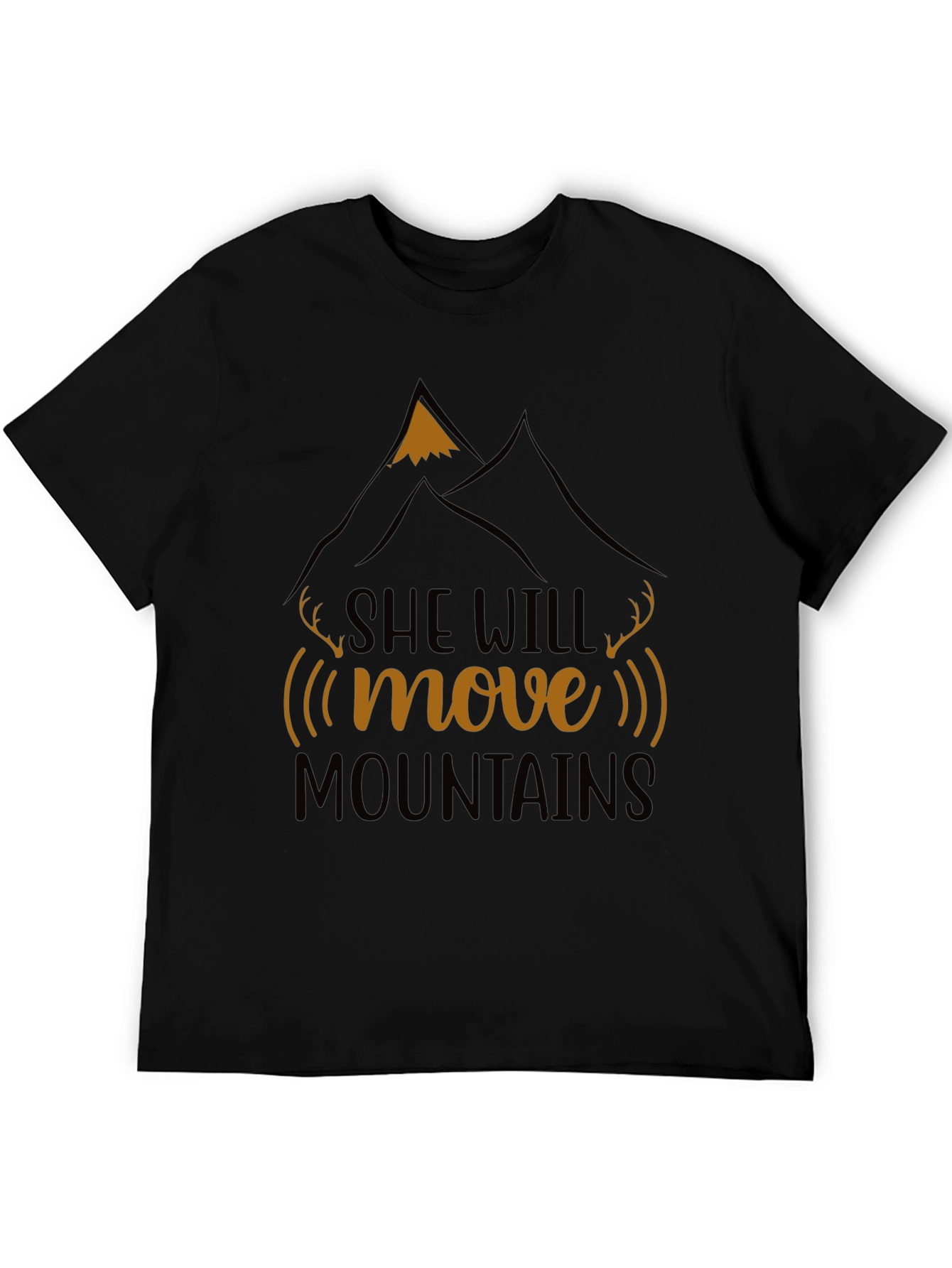 She Will Move Mountains Black Graphic T-Shirt