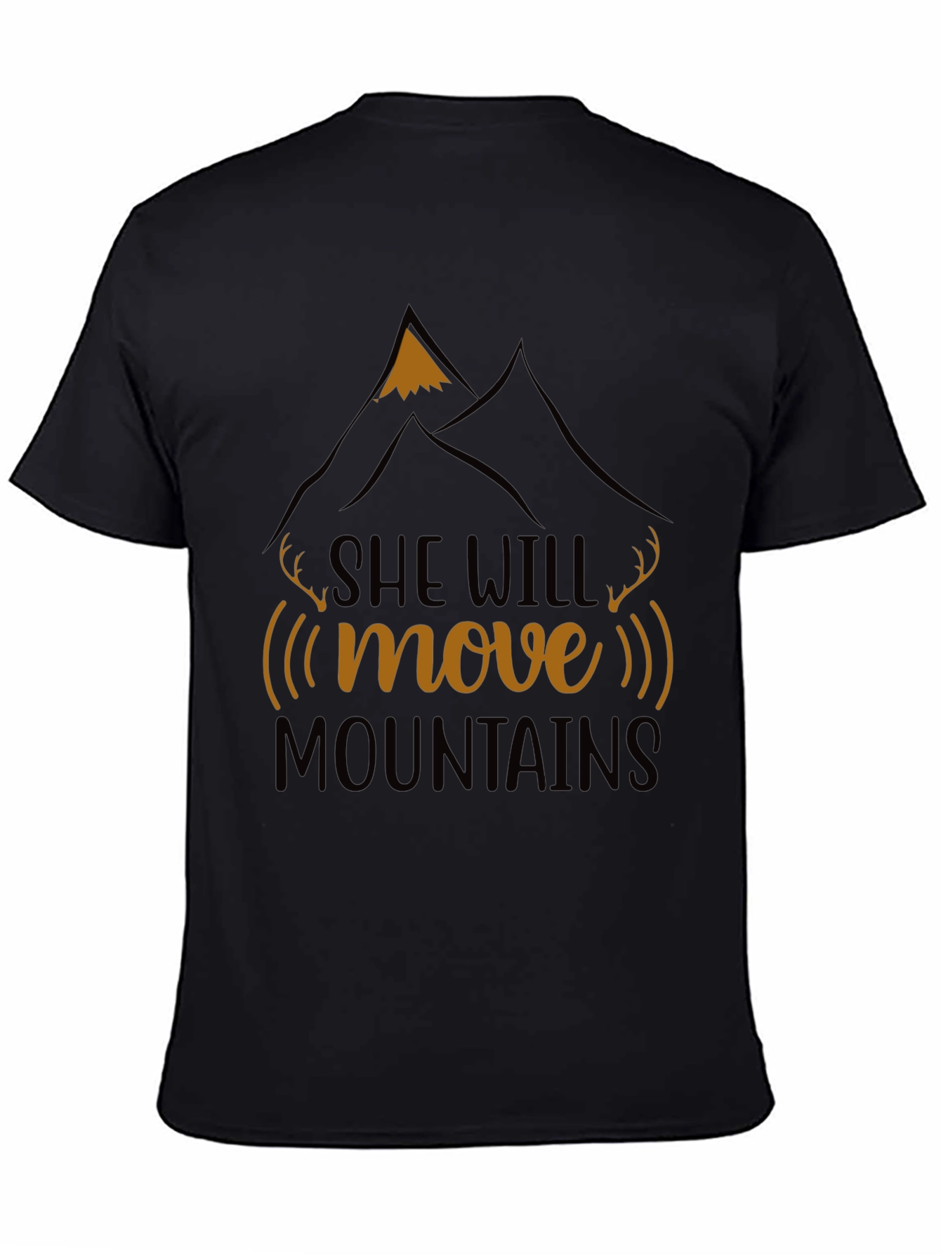 She Will Move Mountains Black Graphic T-Shirt